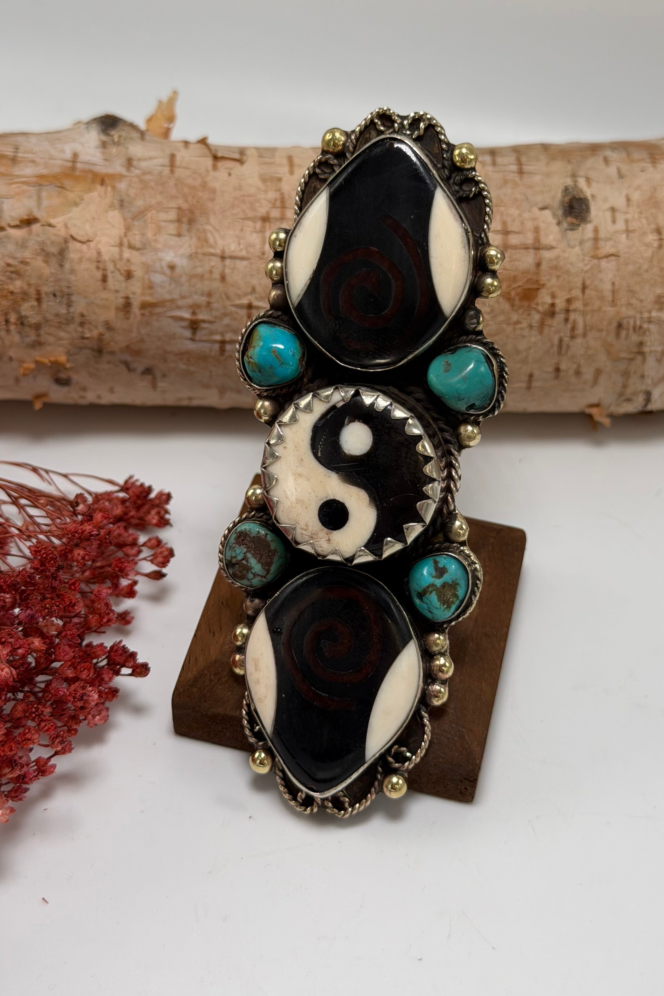 Stacked Yin Yang w/ Turquoise Statement Ring