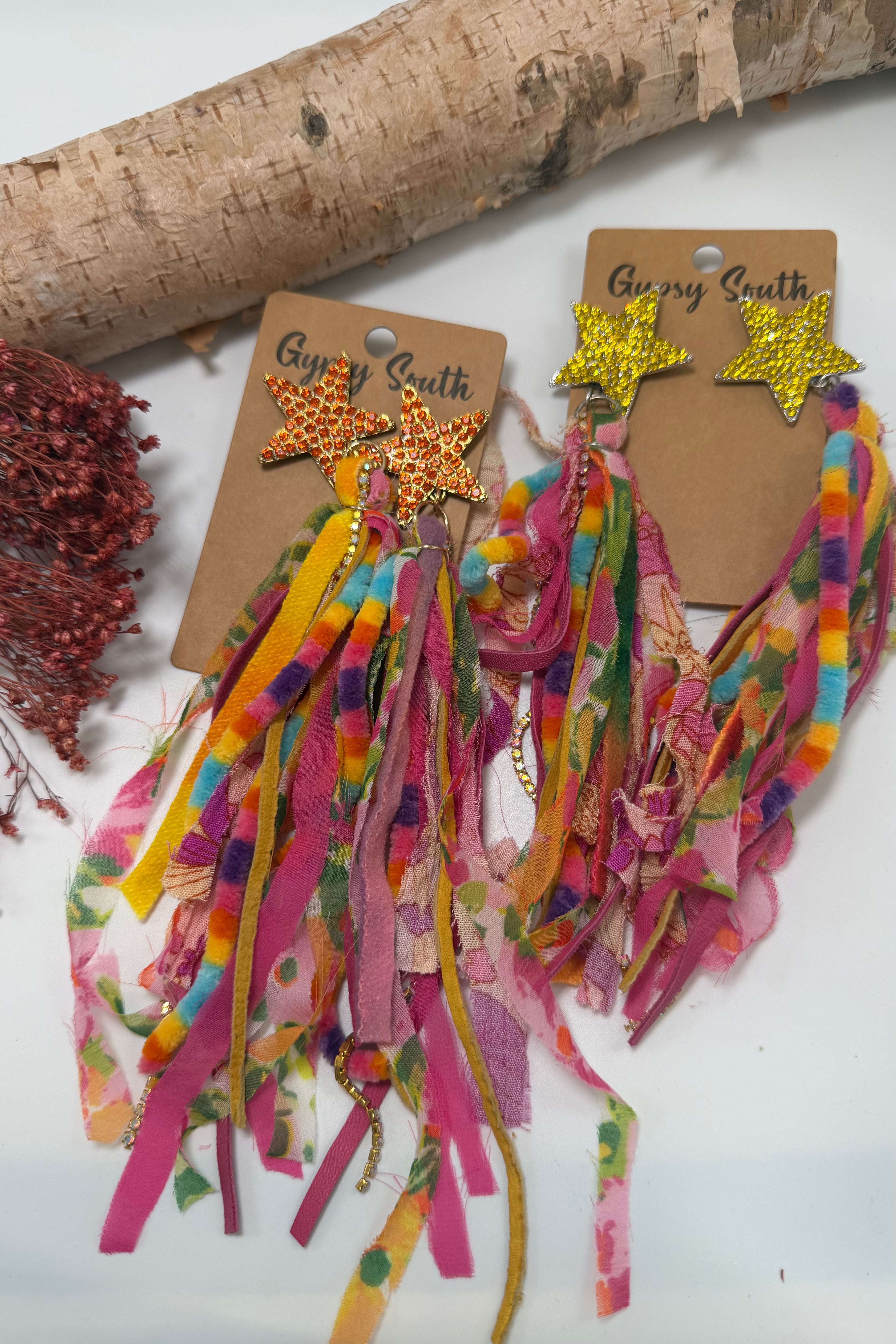 FINAL SALE Tie Dye Fringe Earrings
