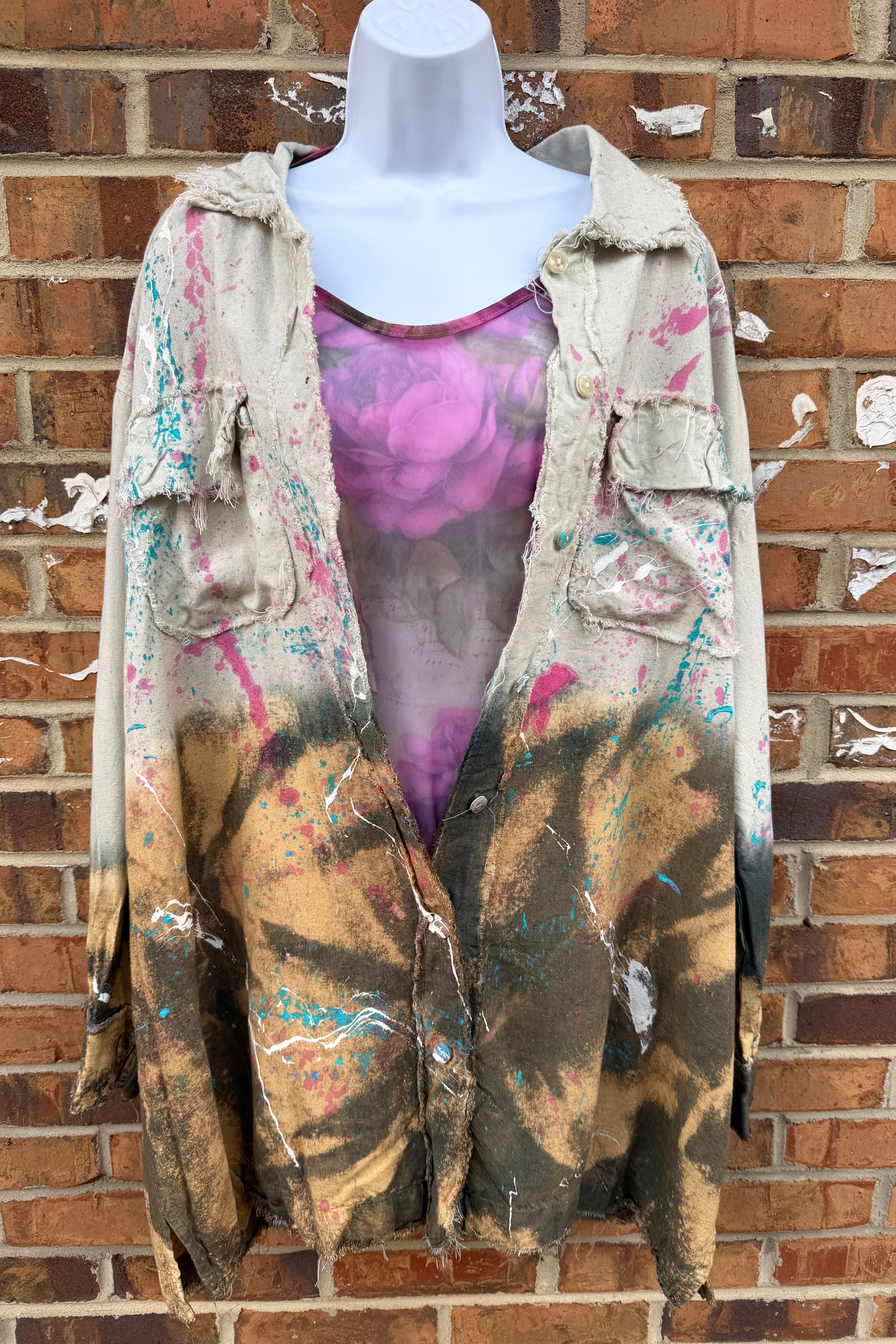Ombré Paint Splattered Jacket
