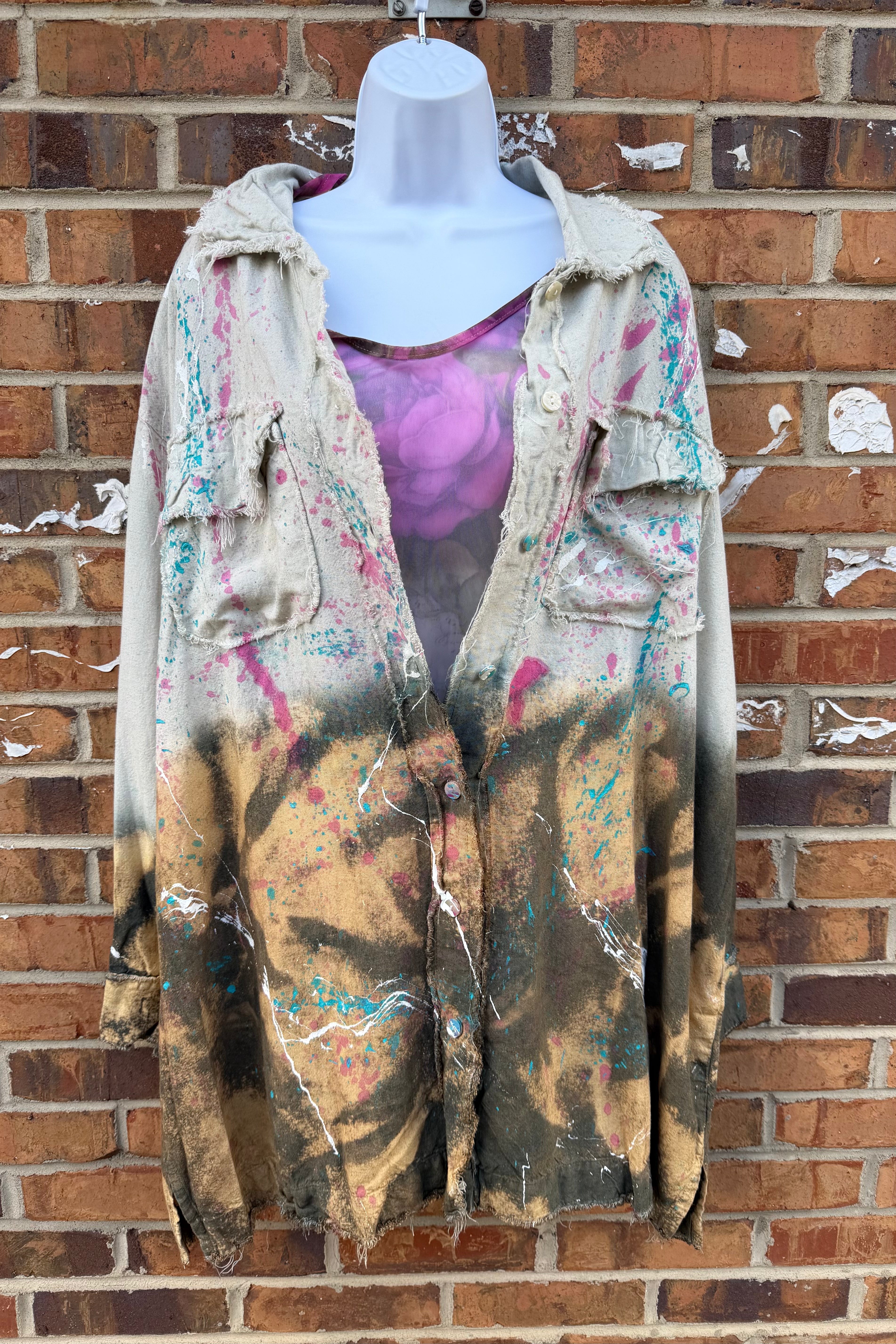 Ombré Paint Splattered Jacket