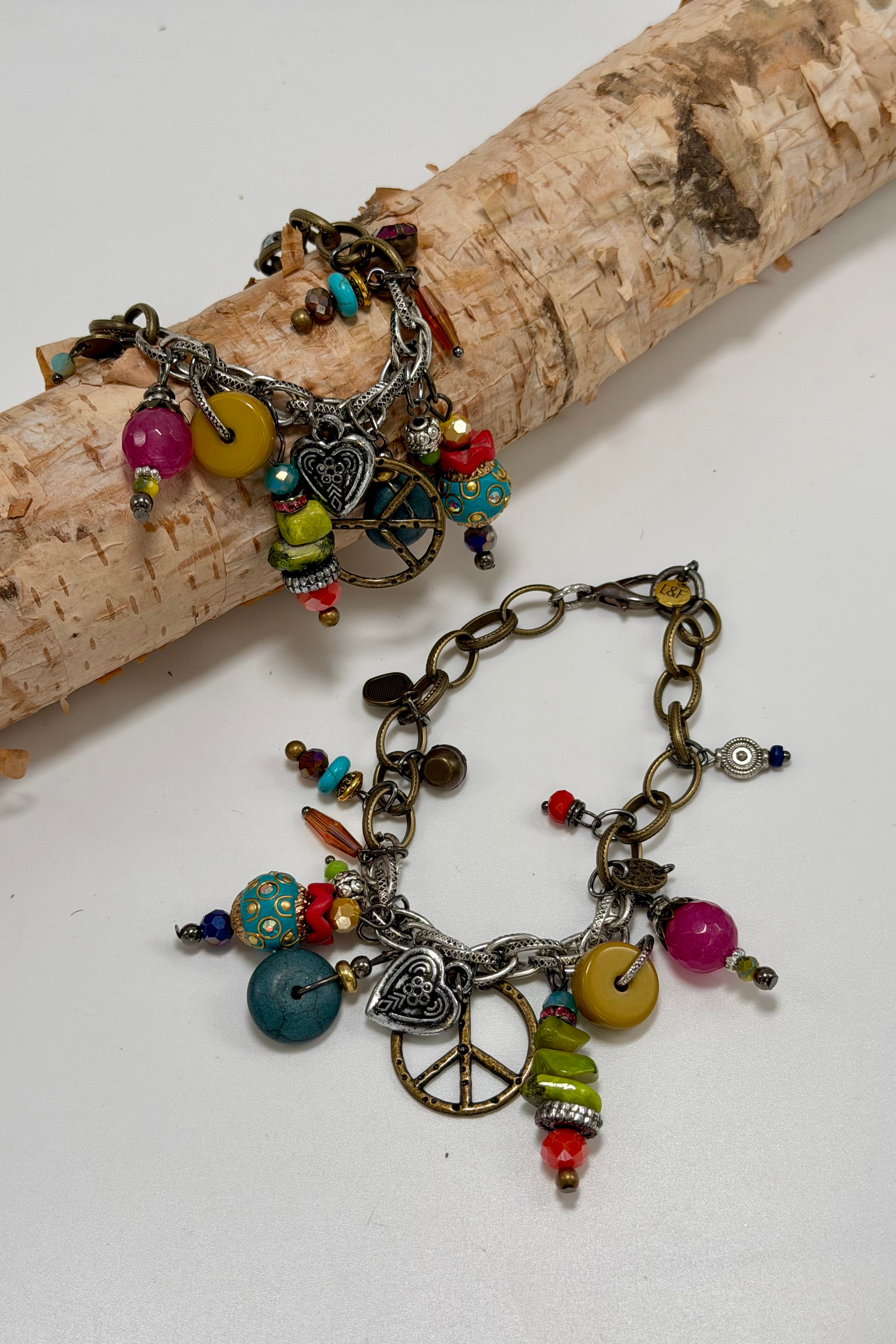 Peace Mixed Chains Bracelet w/Trinkets