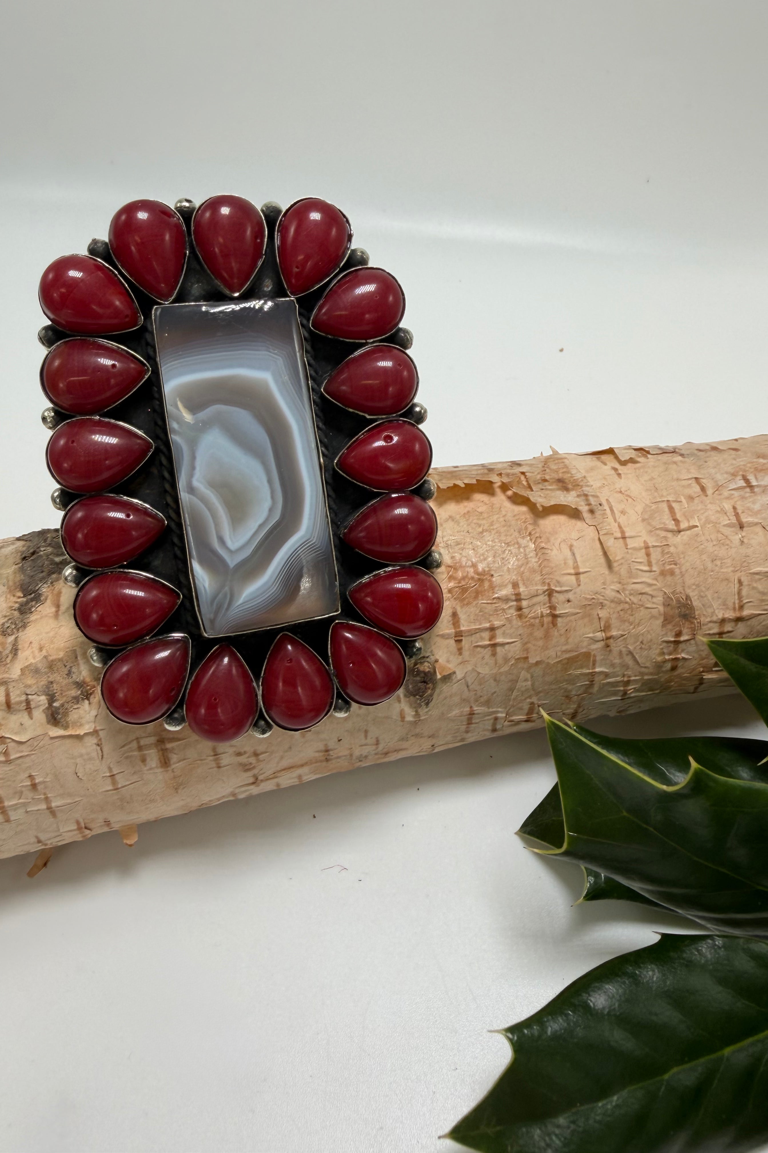 Red Swirl Slab Ring