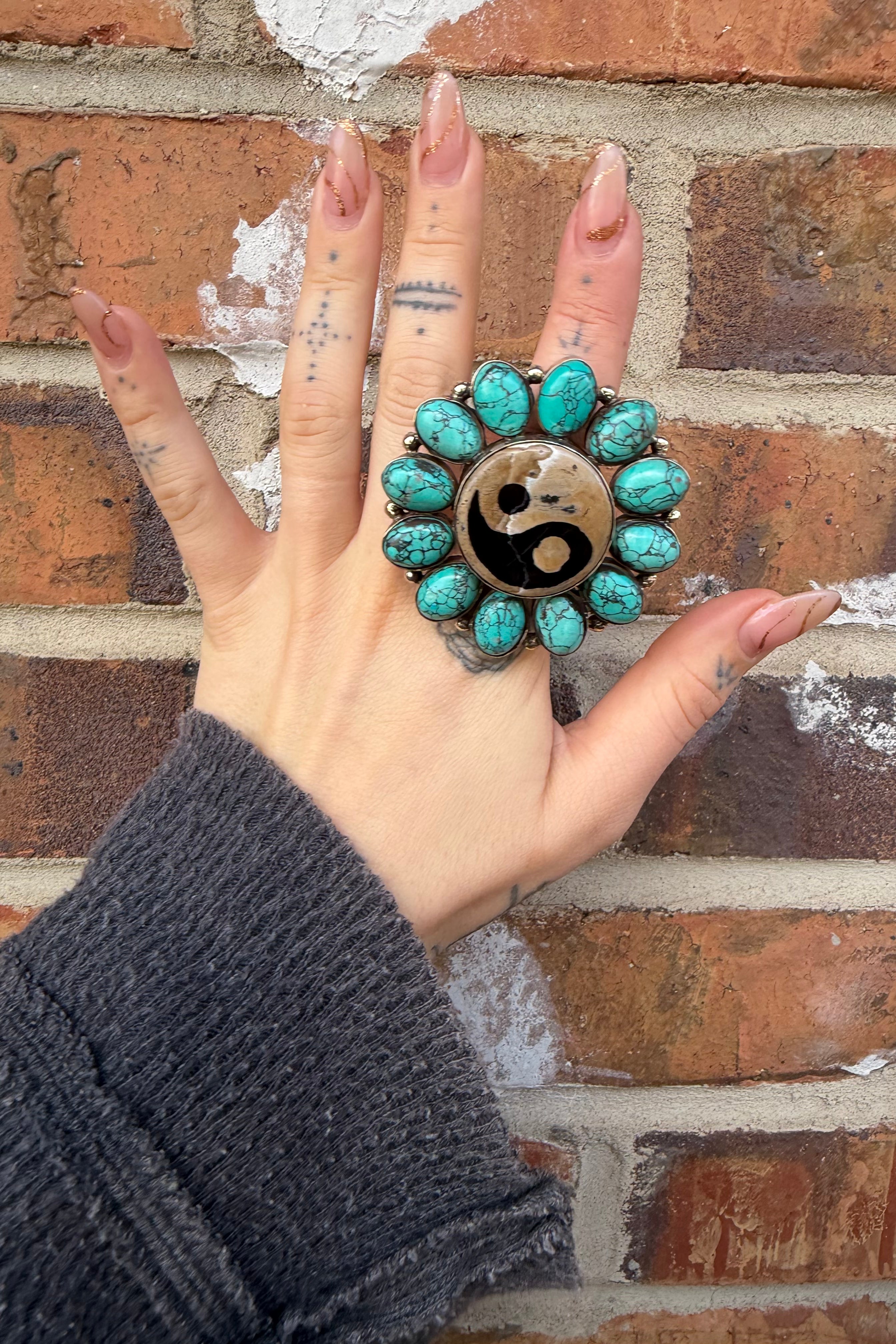 Yin & Yang in Blue Howlite Statement Ring