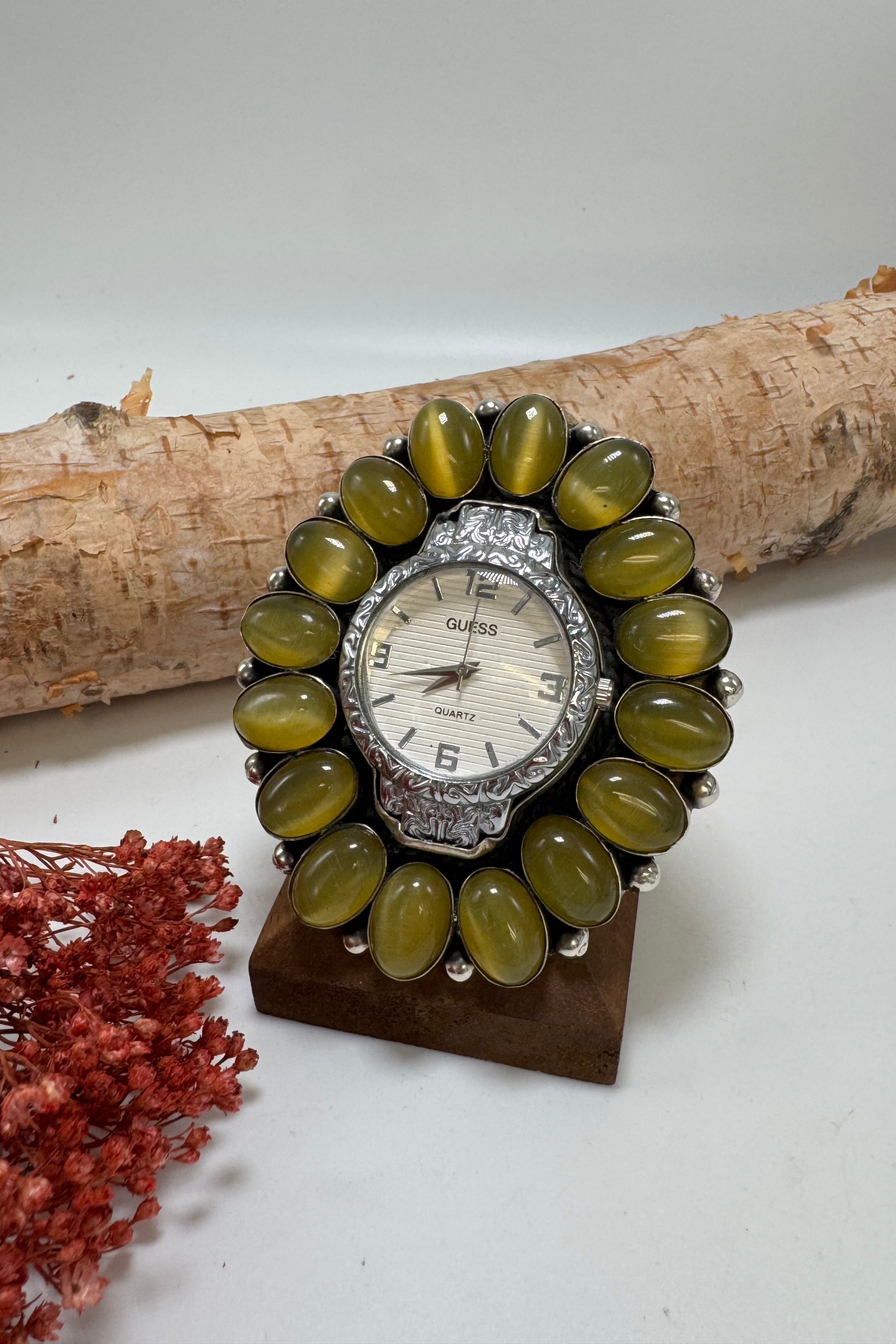 Green Guess Watch Ring