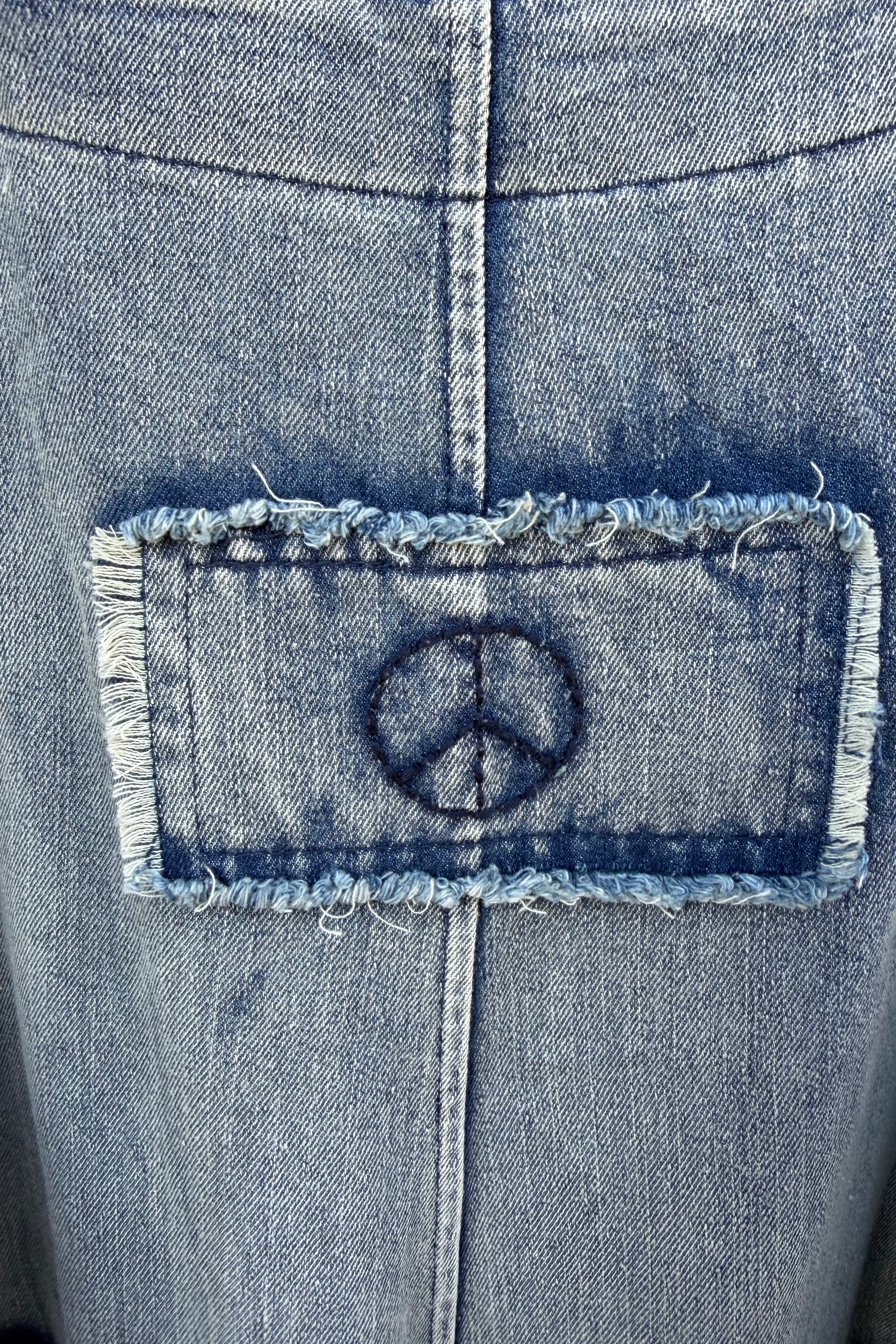 FINAL SALE Denim Distress Jumpsuit w/ Stars