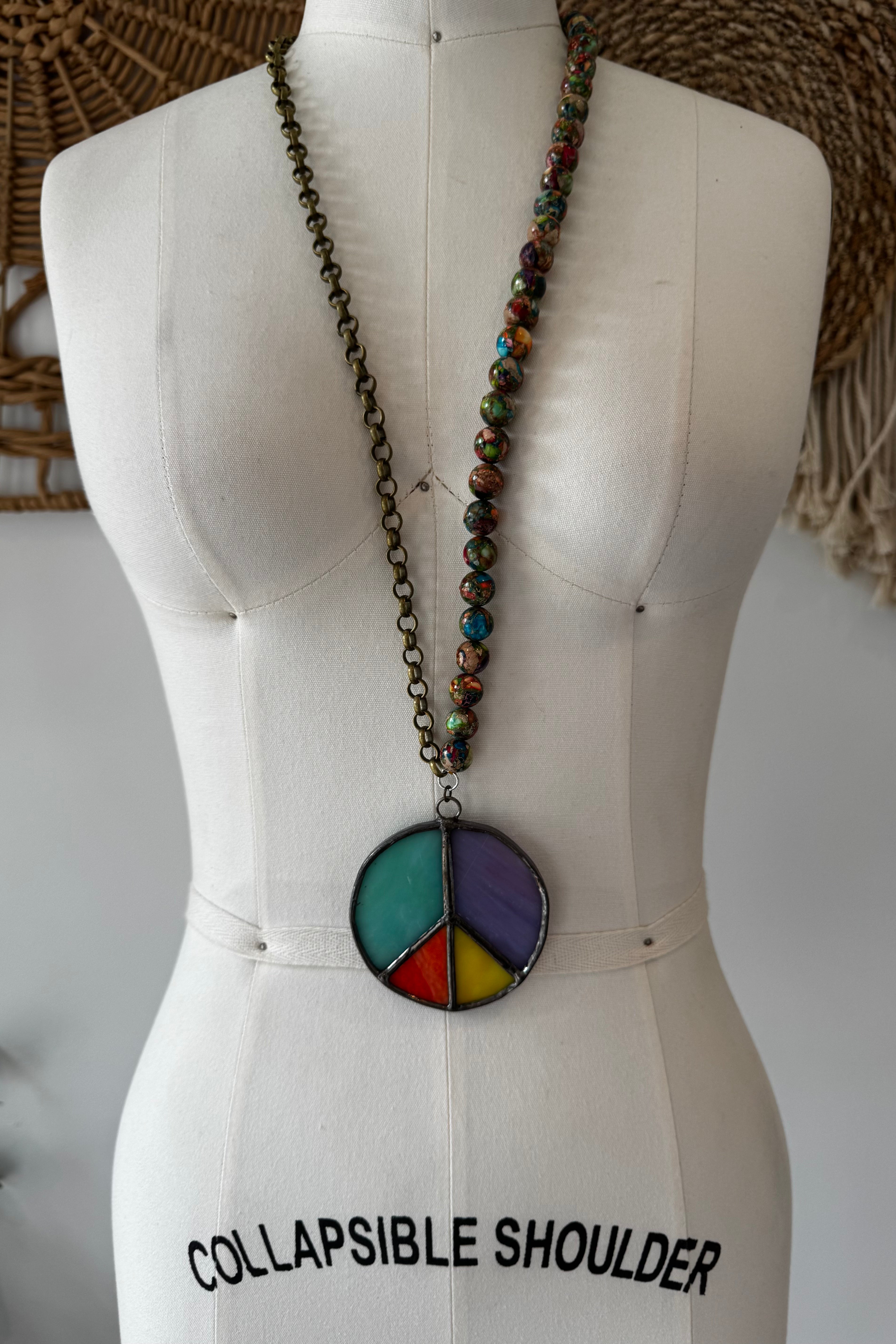 Peace In Colors Stained Glass Necklace