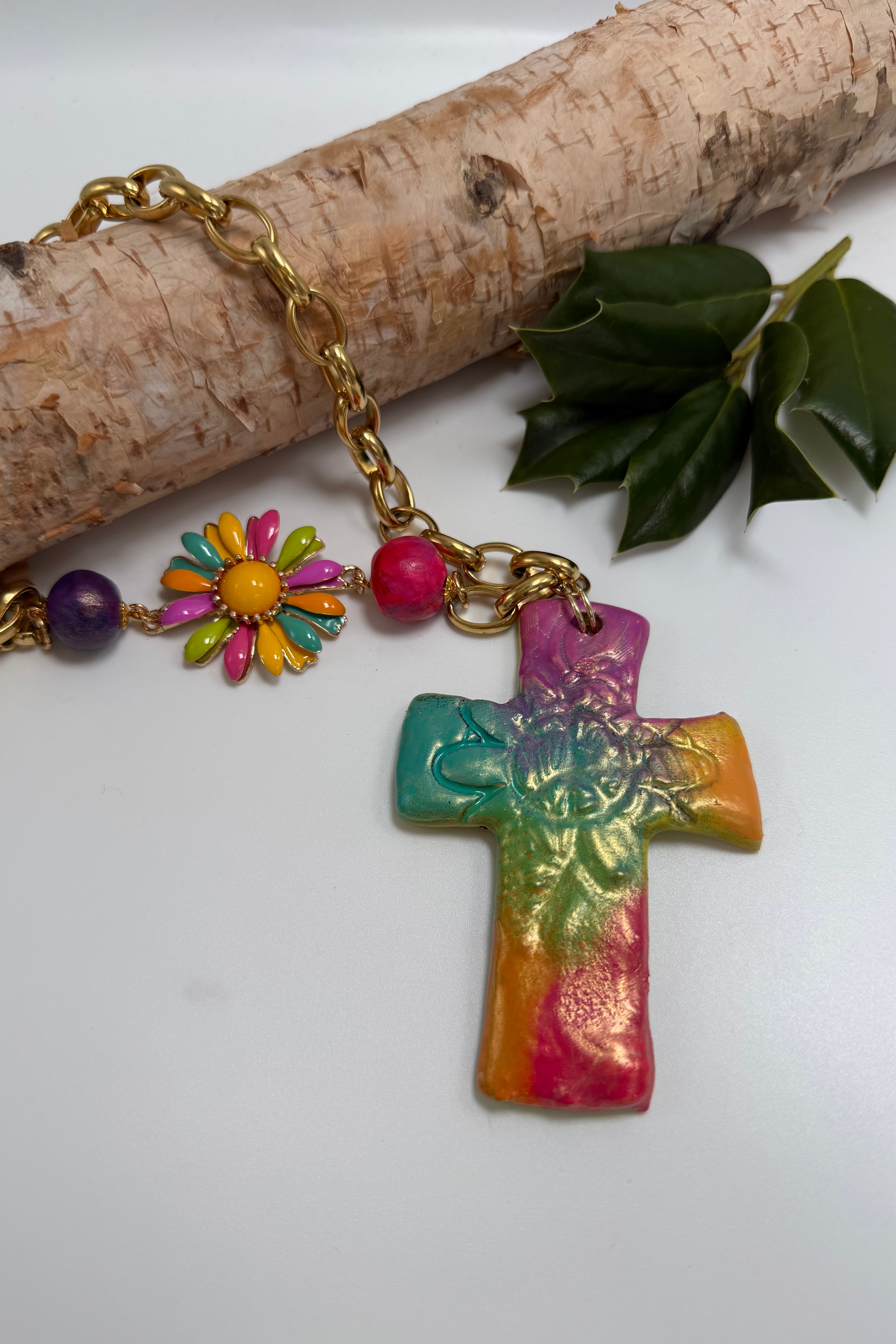 The Dyed Cross Necklace