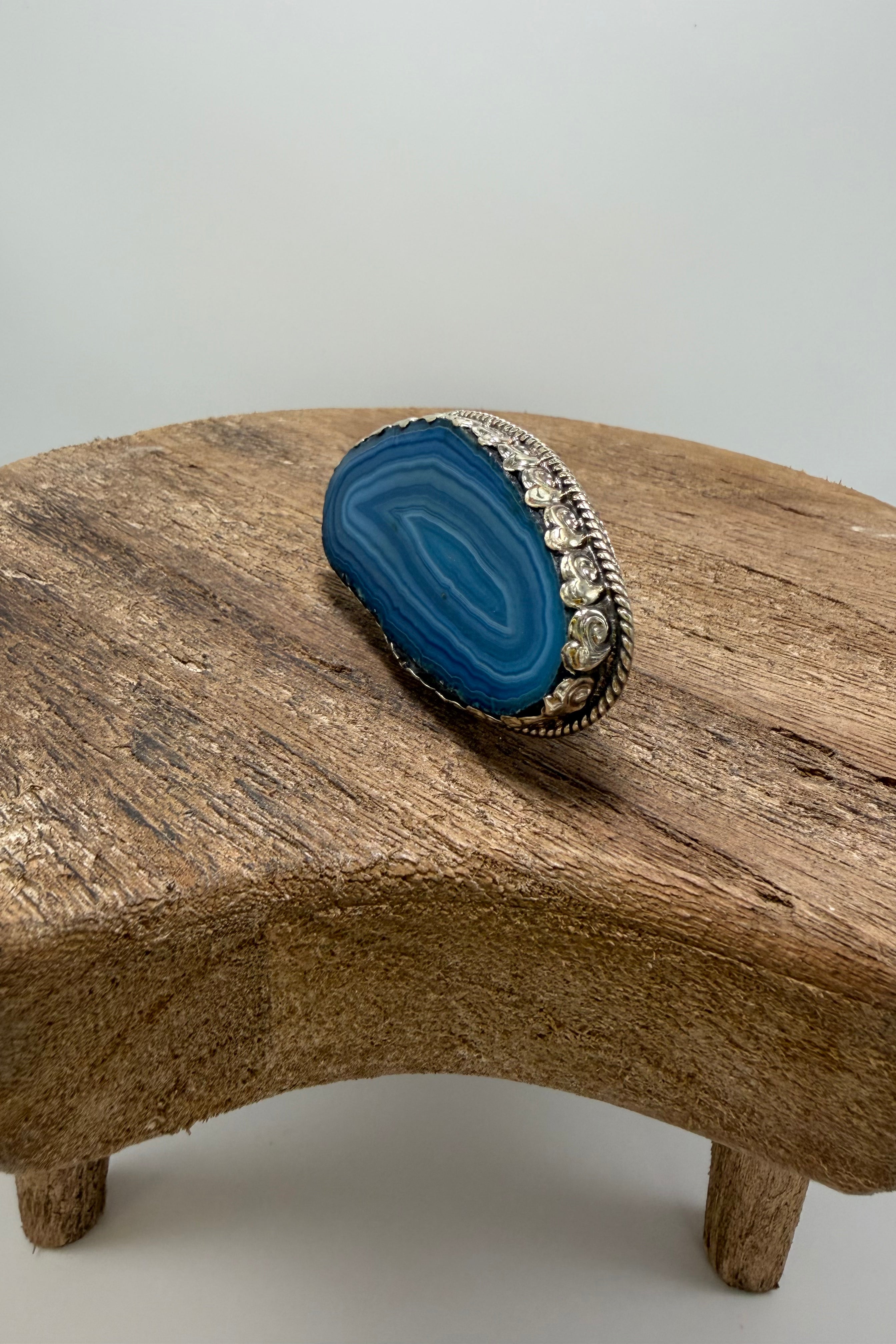 Agate GeodeSlab Rings In Bright Blues