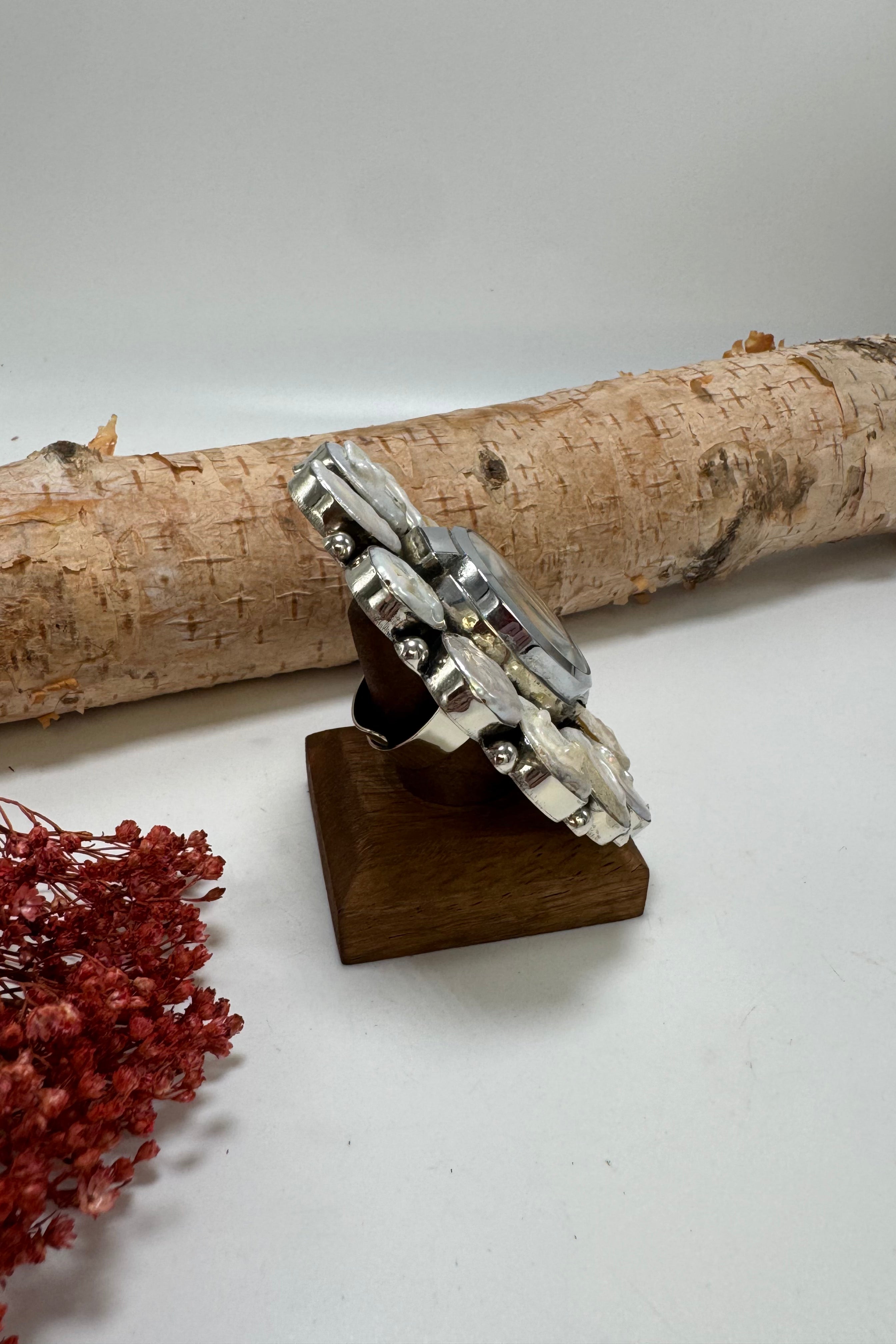 Pearled Around Time Watch Ring