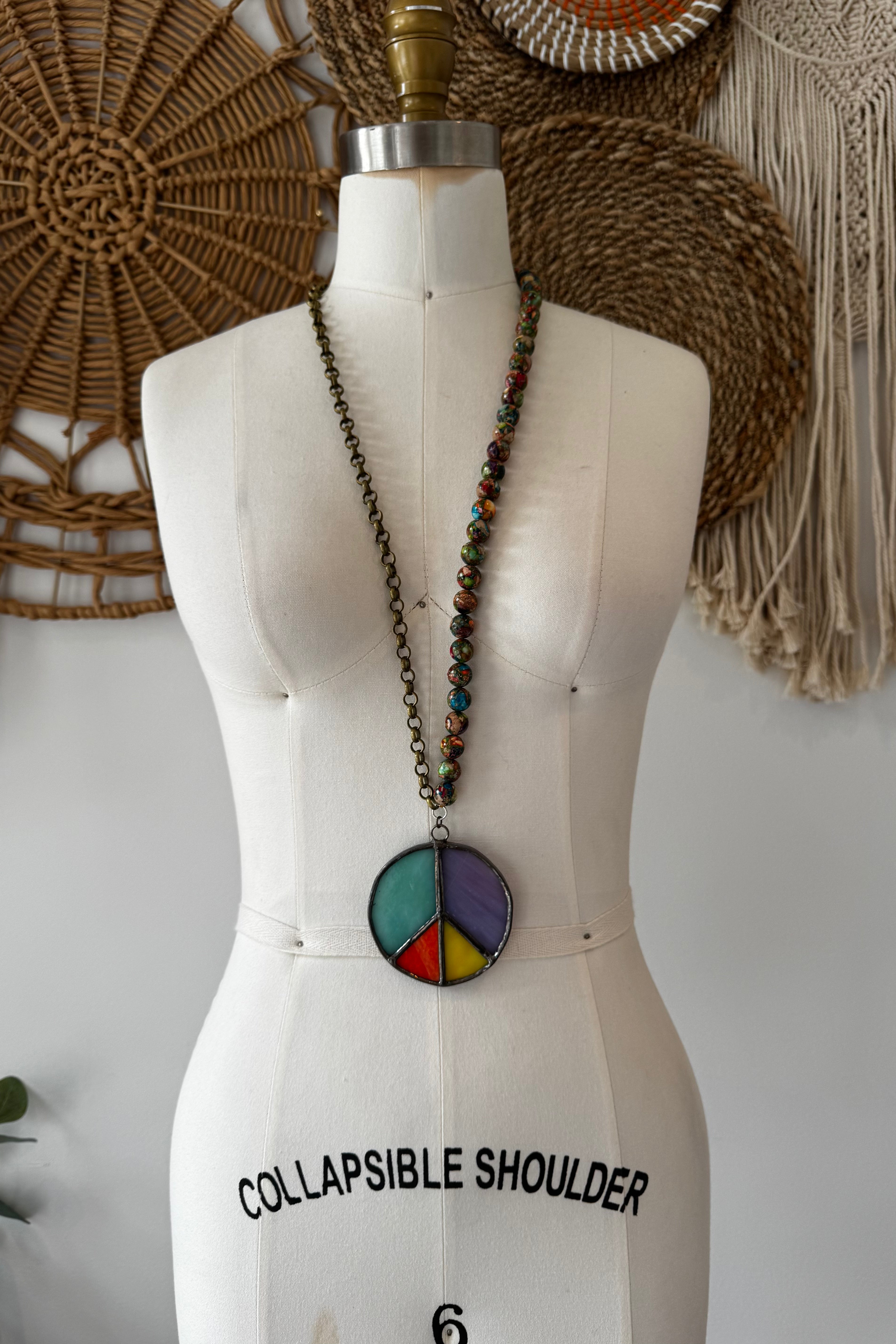 Peace In Colors Stained Glass Necklace