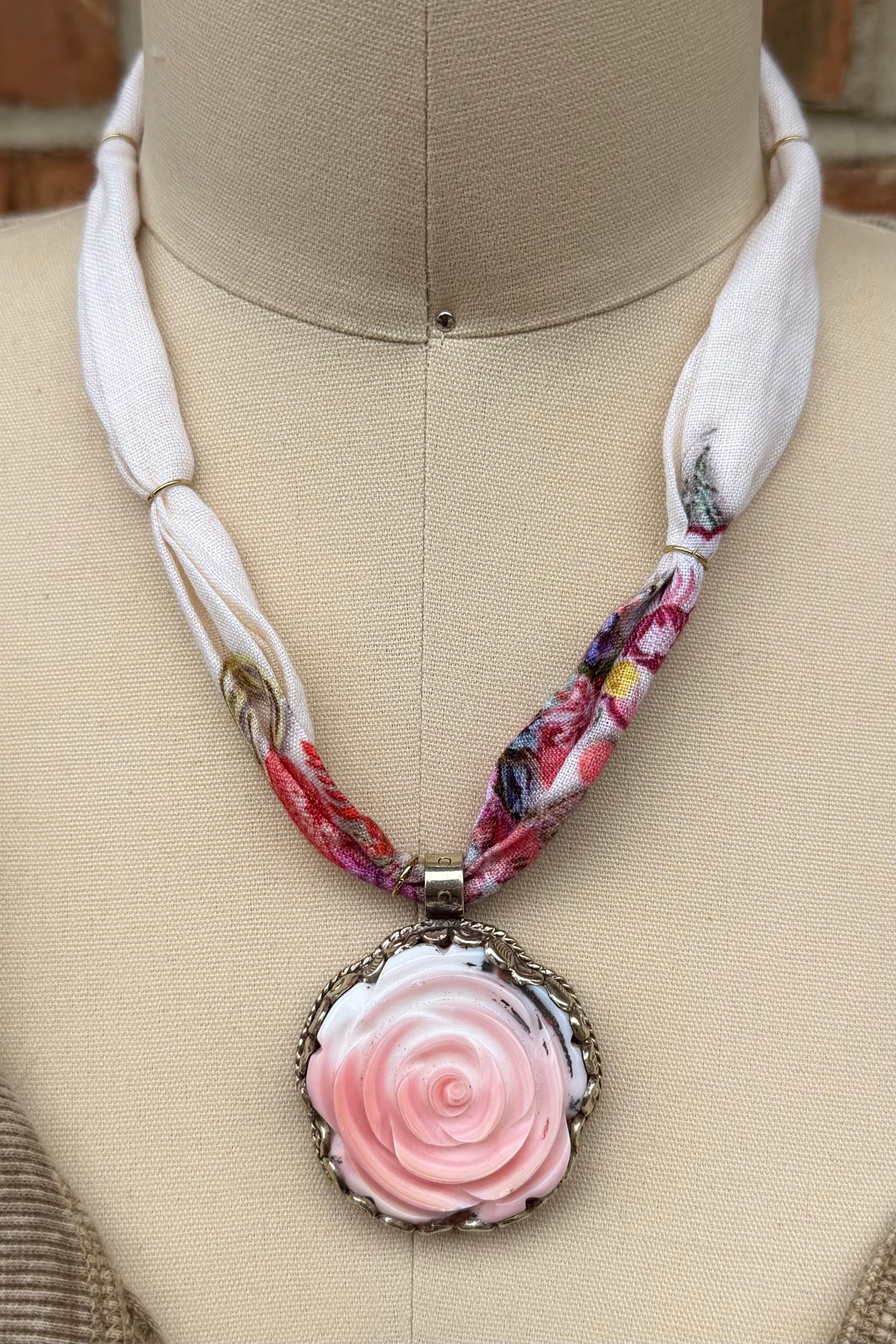 Fabric Rose Necklace