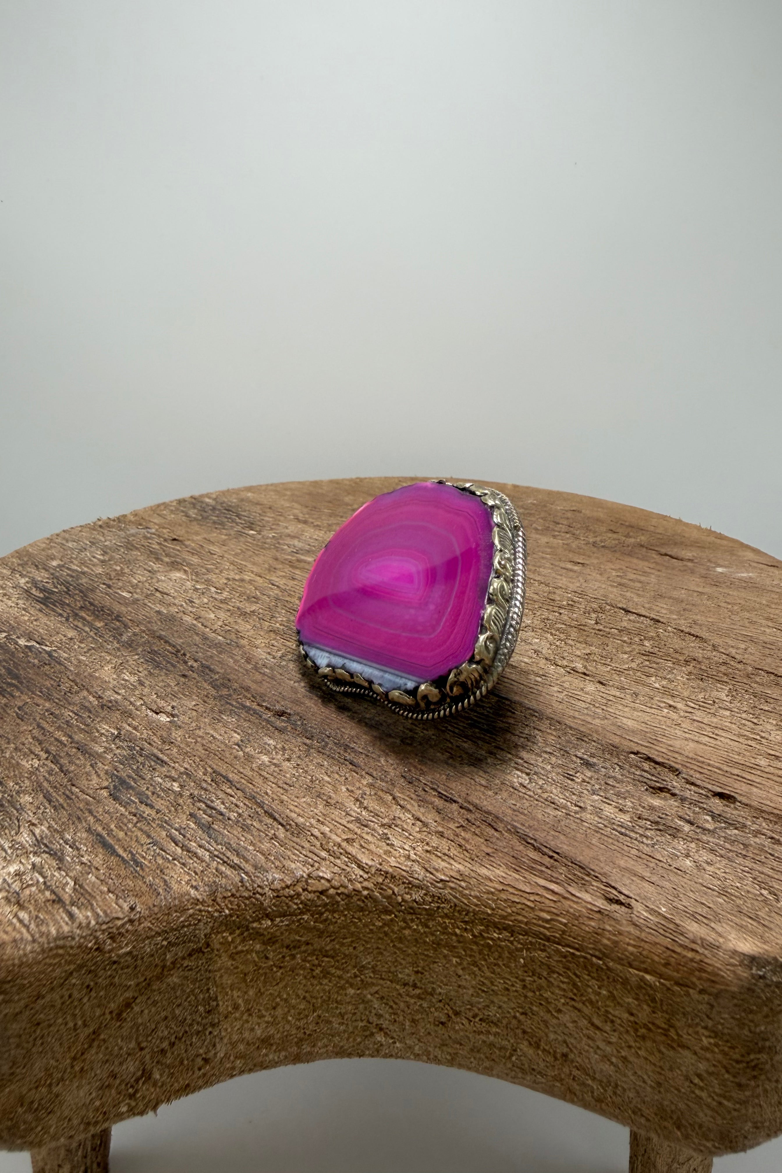 Agate Slab Ring in Pinks