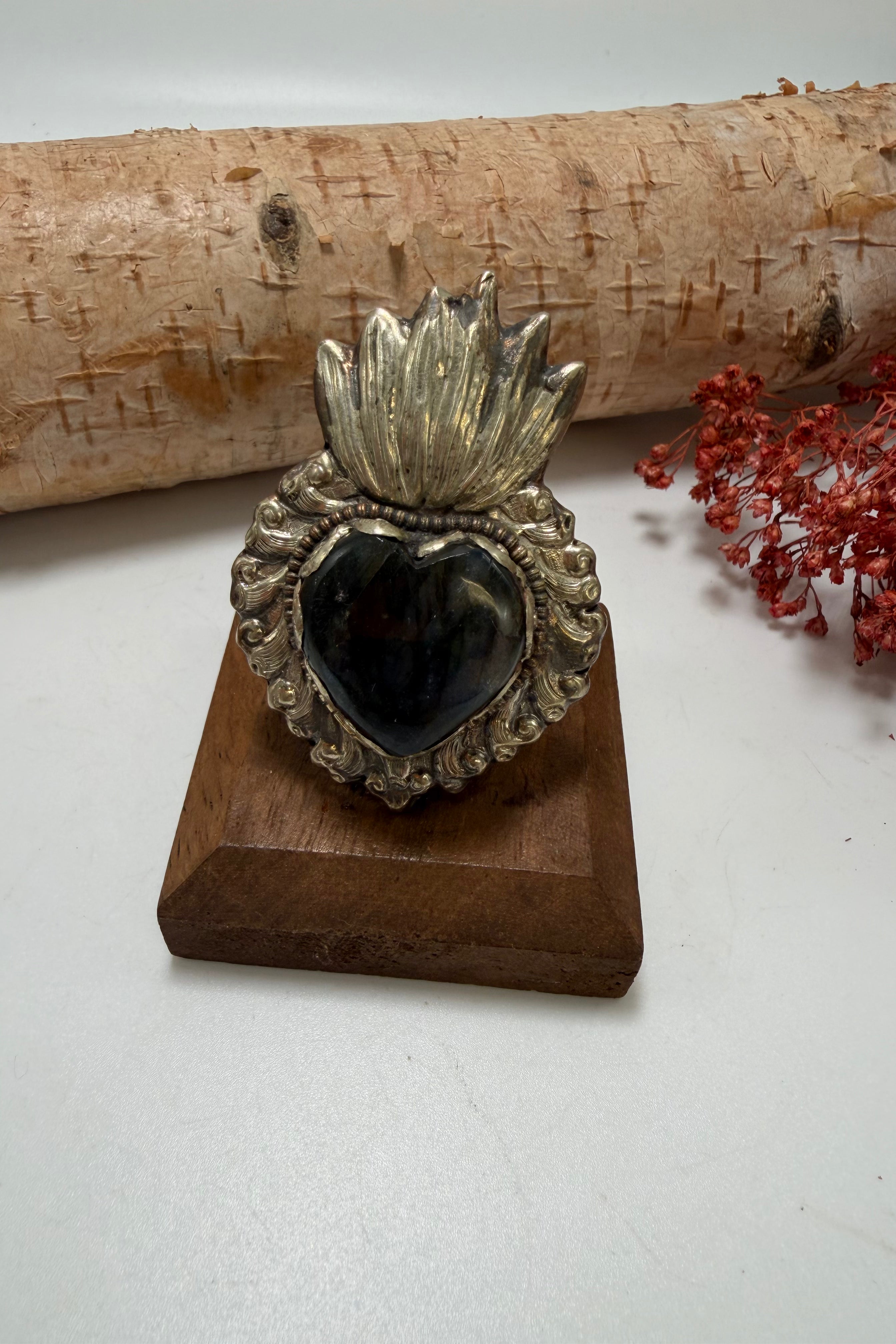 Labradorite Sacred Heart ring