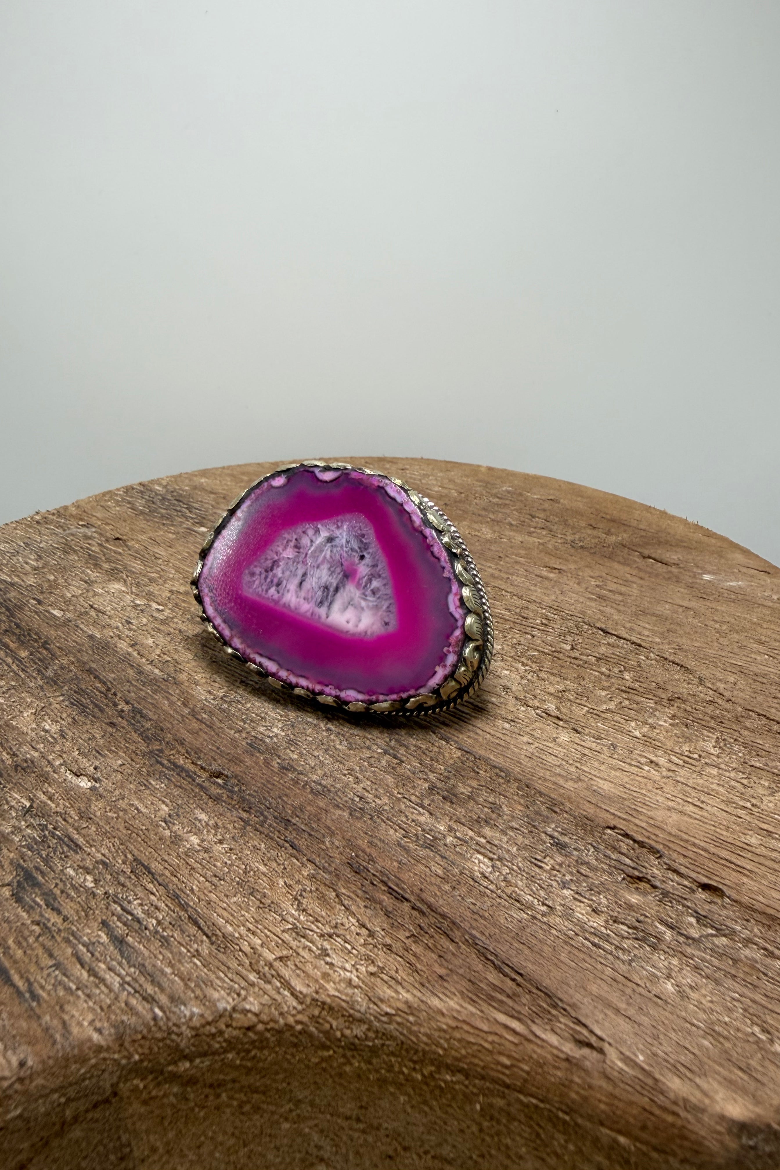 Agate Slab Ring in Pinks