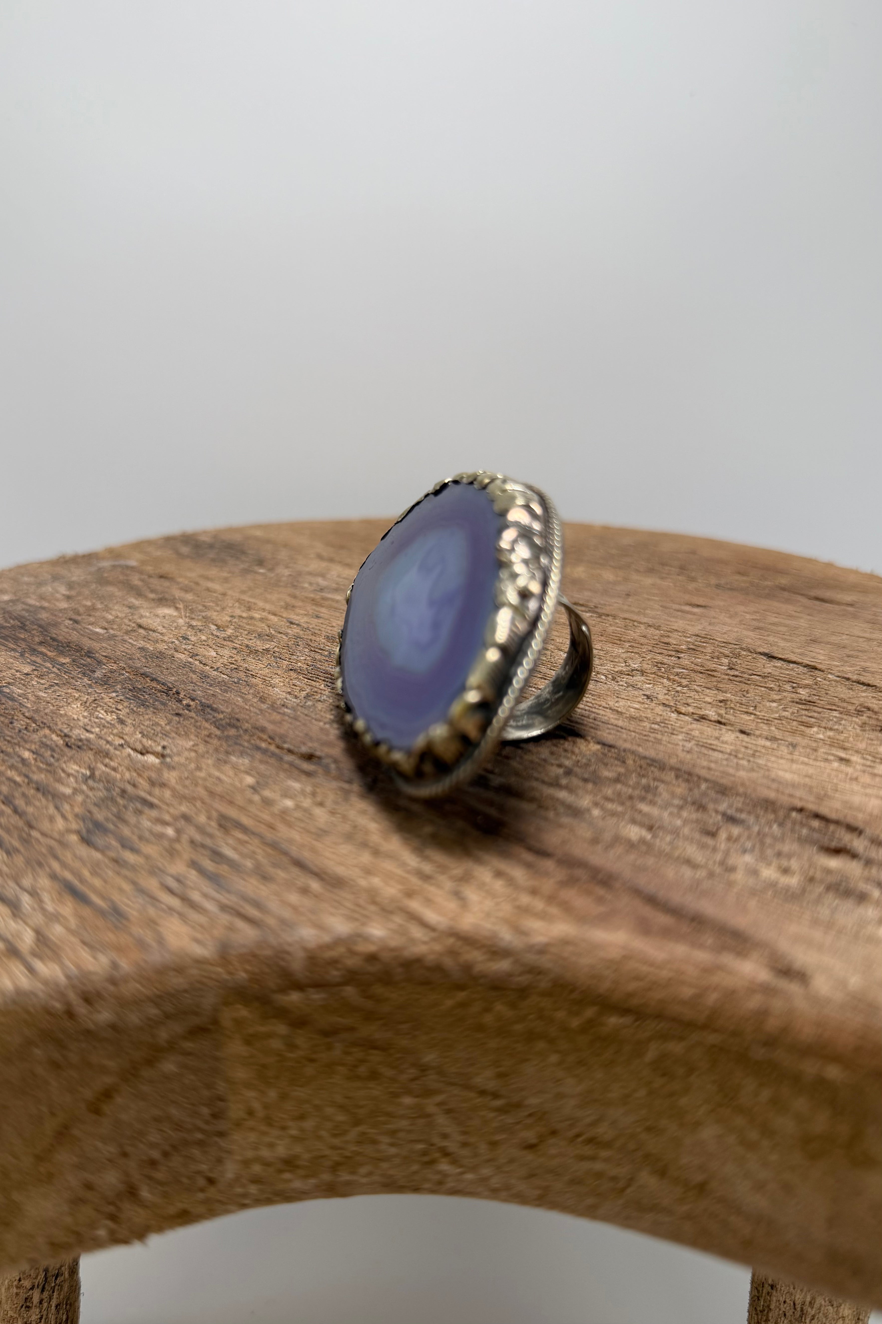 Agate Geode Slab Ring in Blues