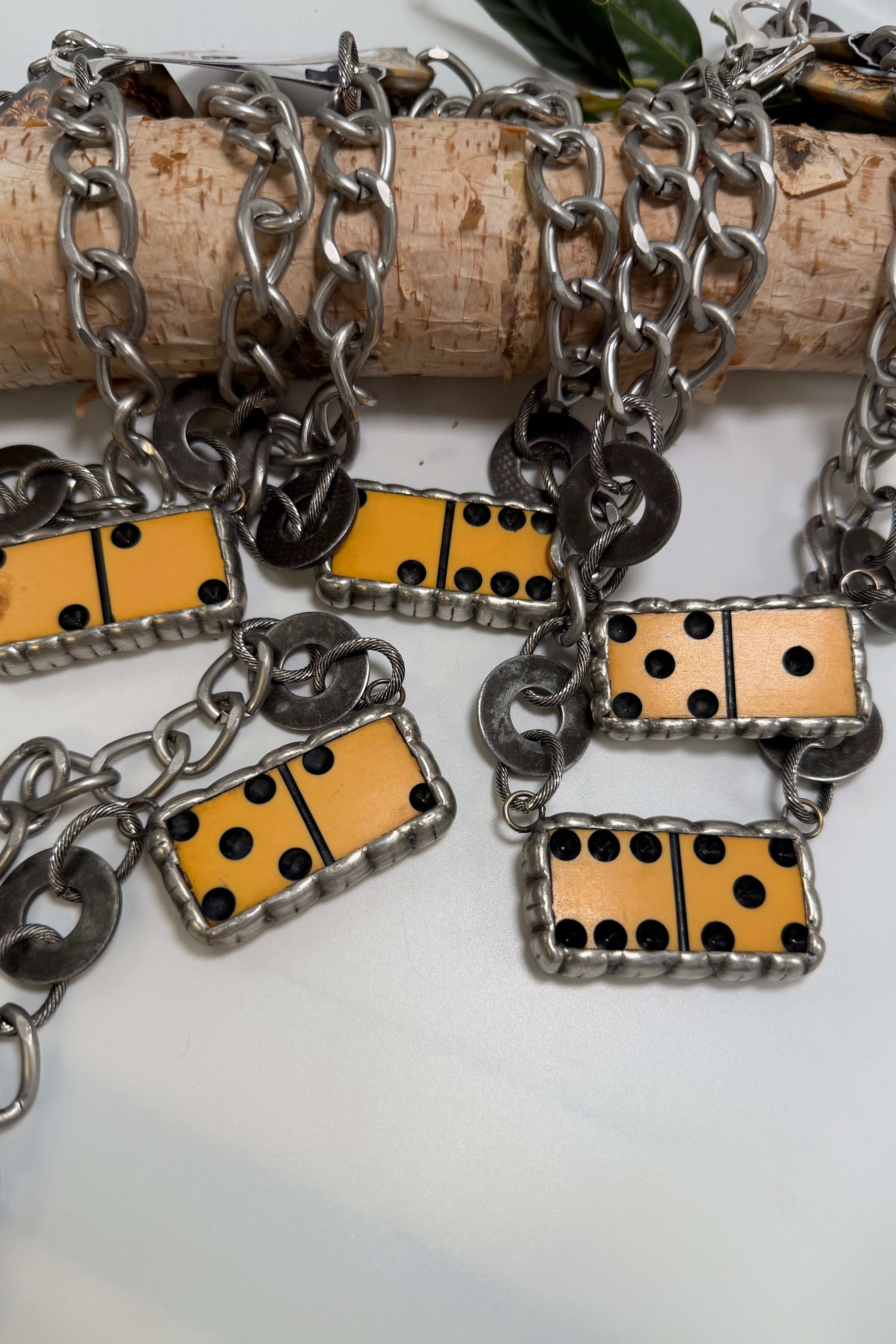 Vintage Yellow Classic Domino Necklace