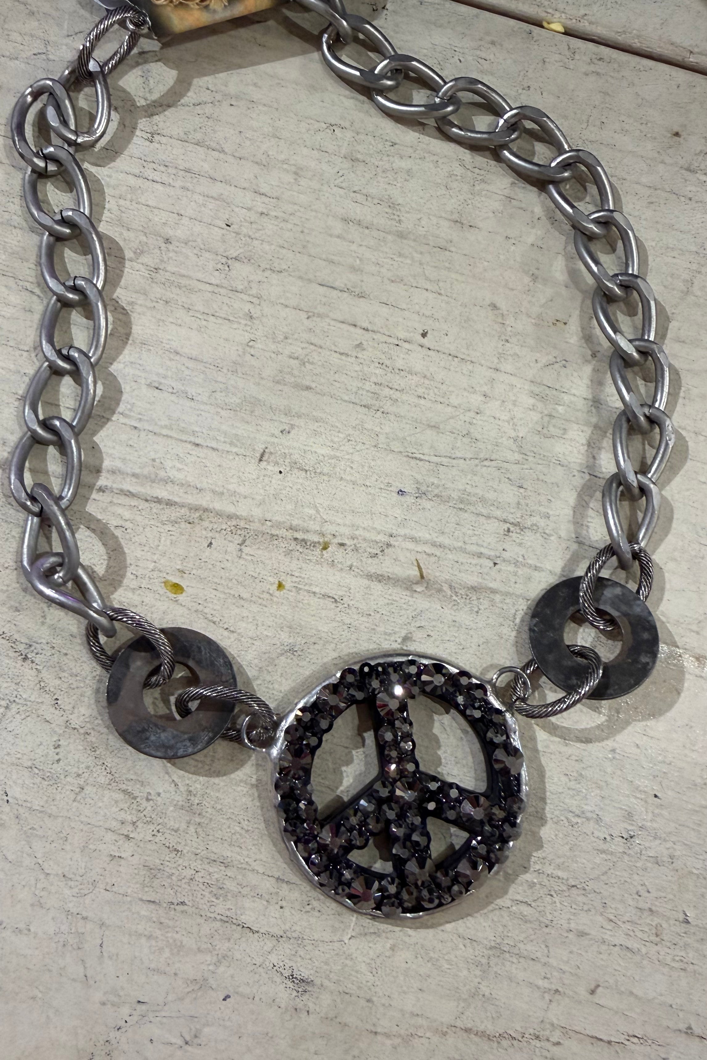 Black Bling Peace Necklace