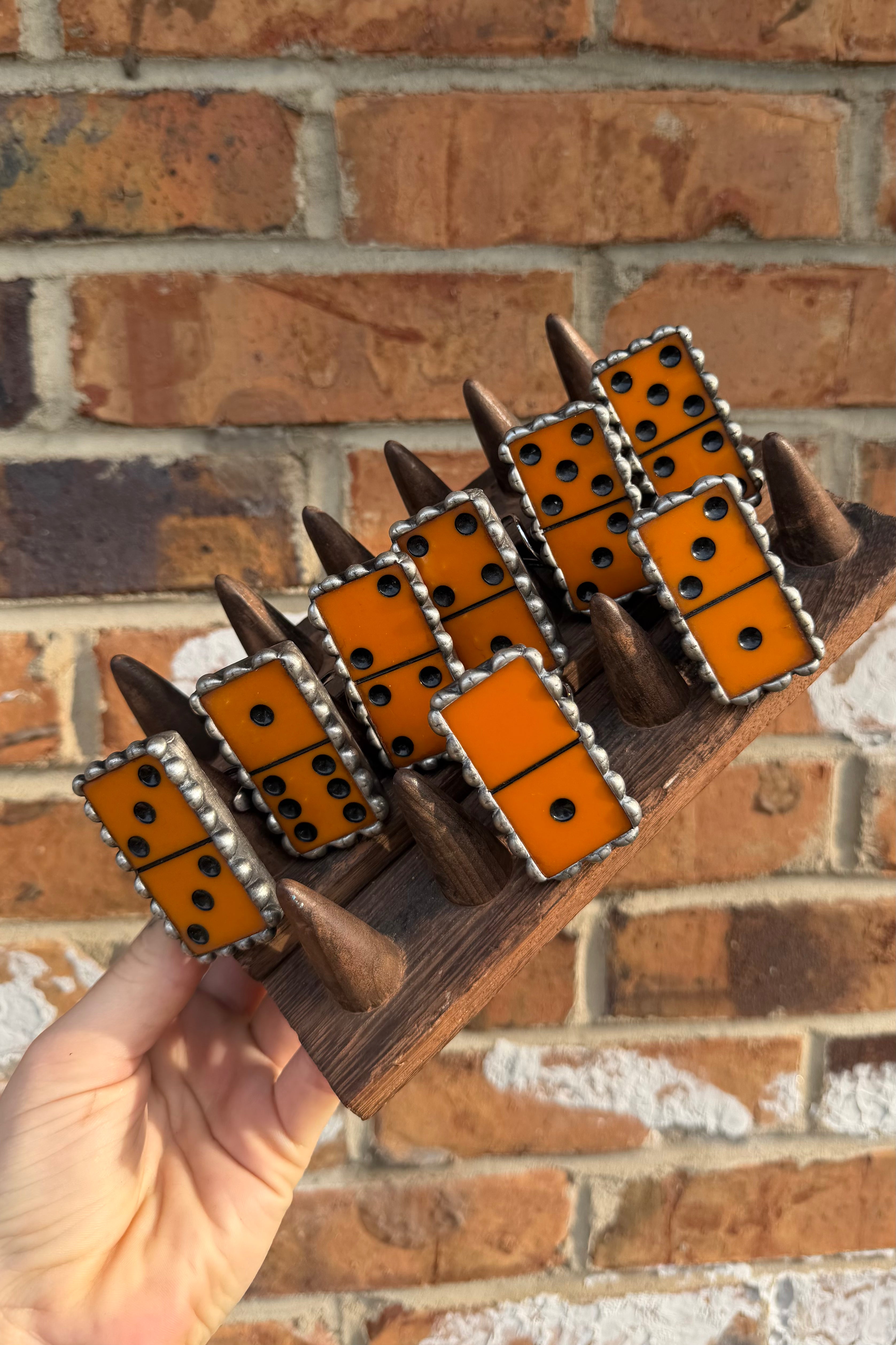 Vintage Orange Tint Domino Metal Rings