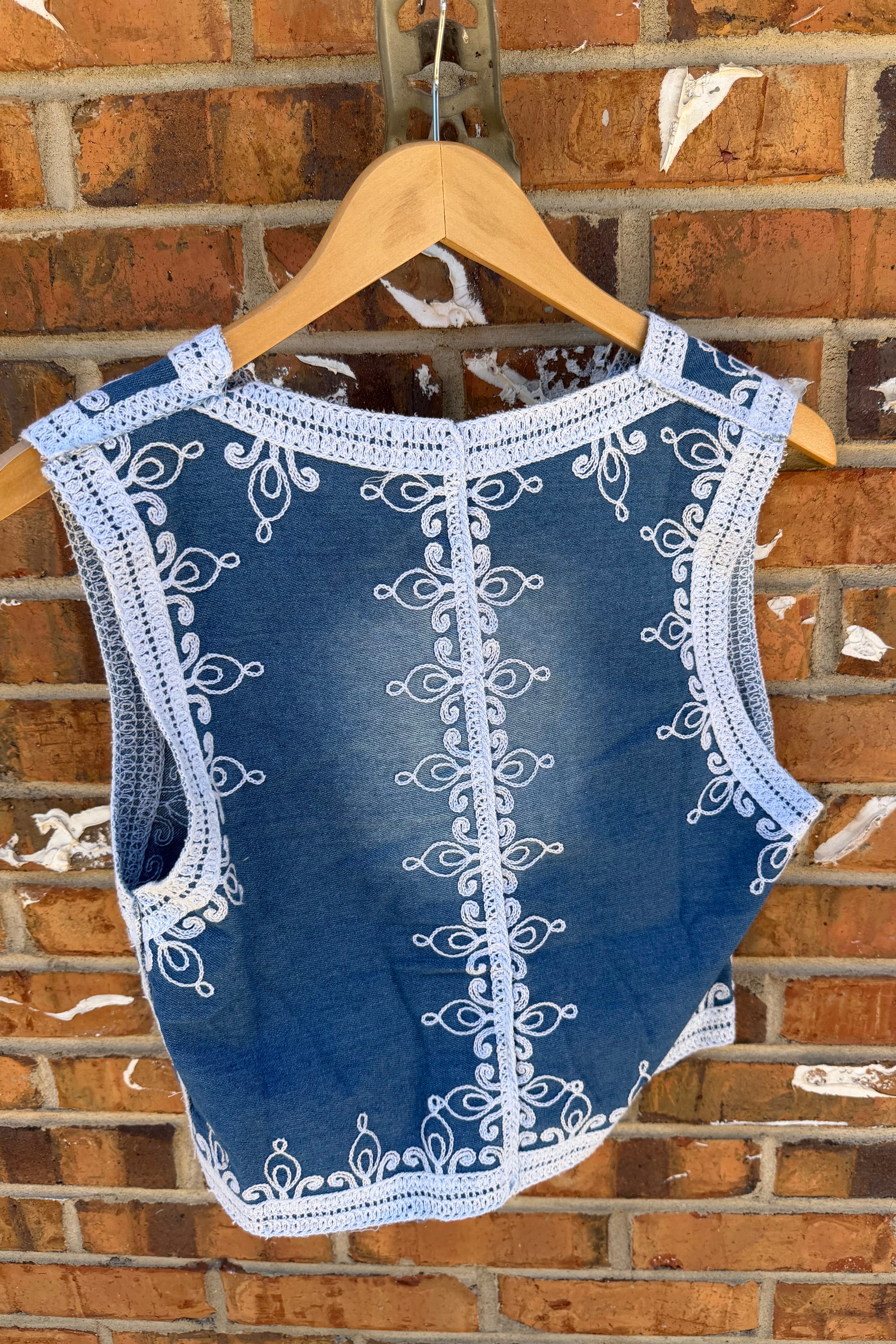 Embroidered Denim Vest