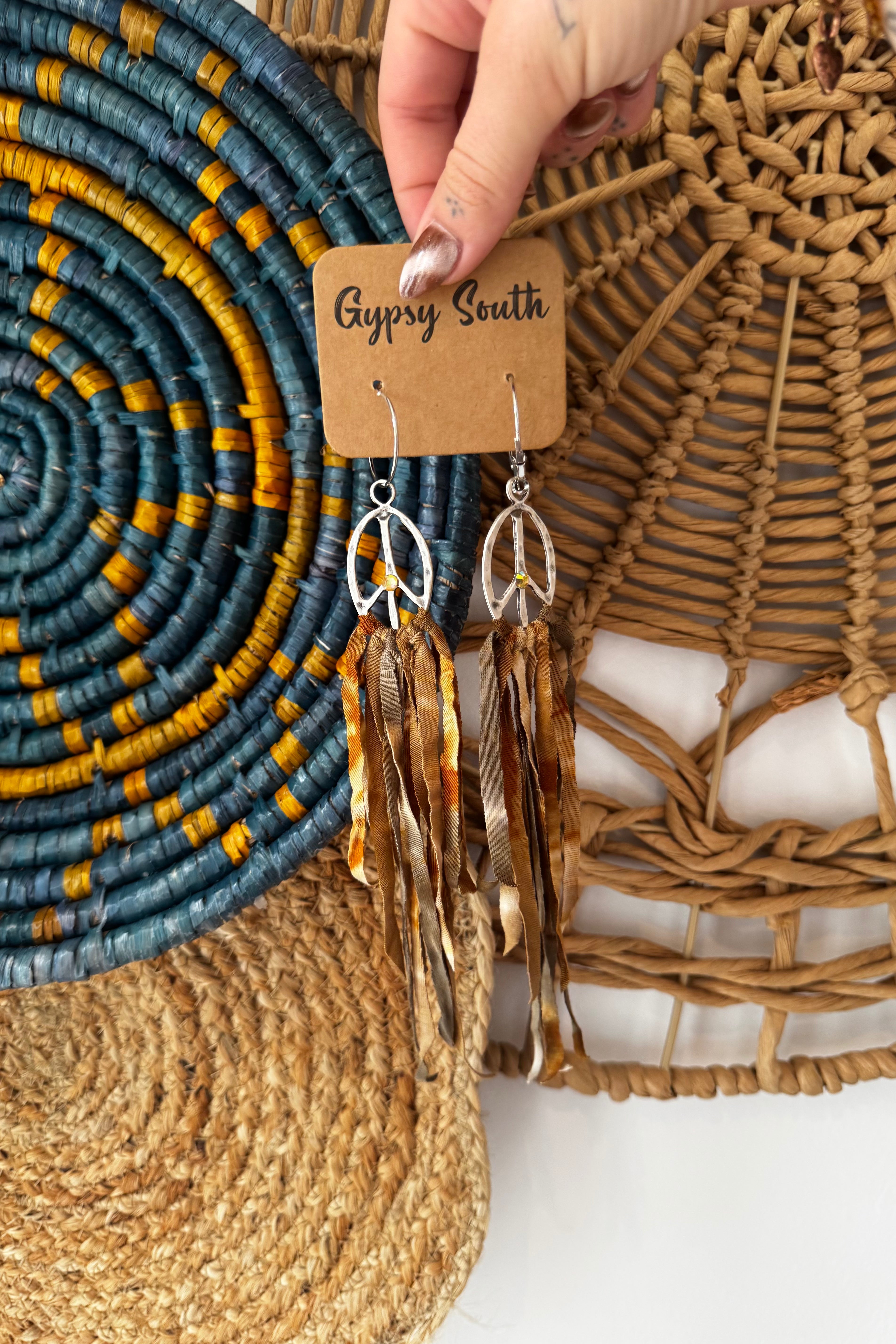 Leopard Print Peace Sign Earrings