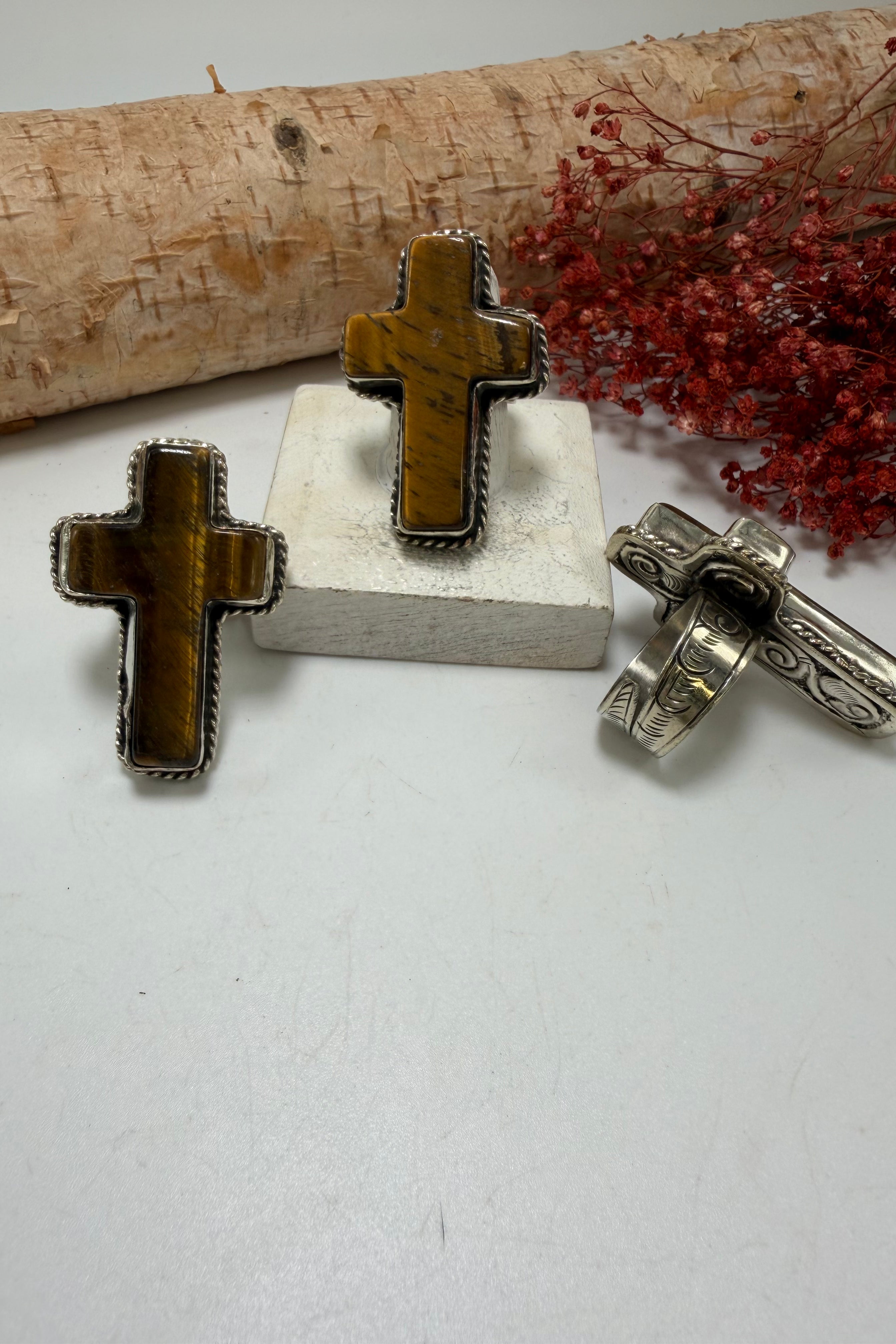 Cross in Tigereye Ring