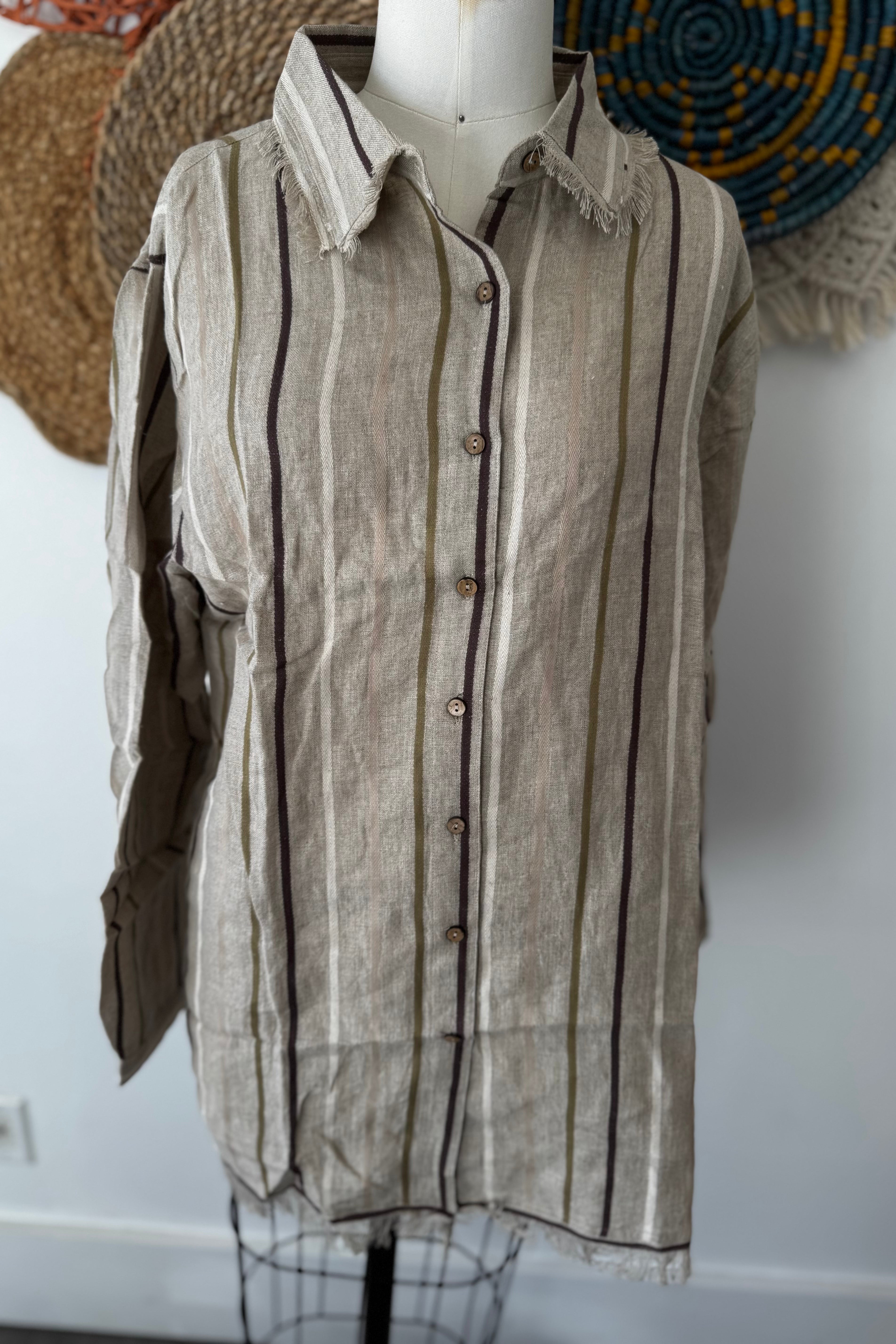 Paper Lace Stripe Button up