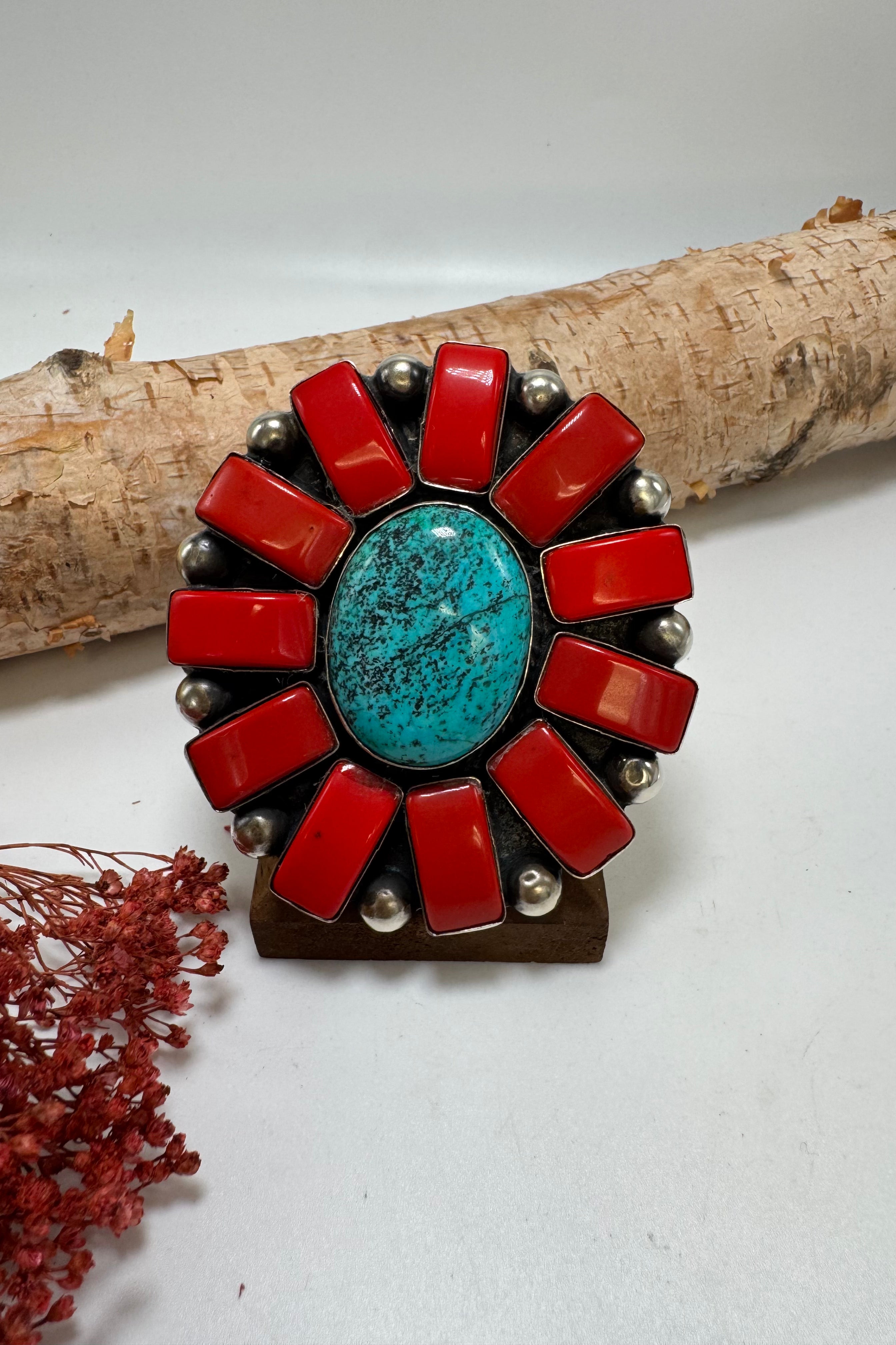 Rays of Red Stone Ring