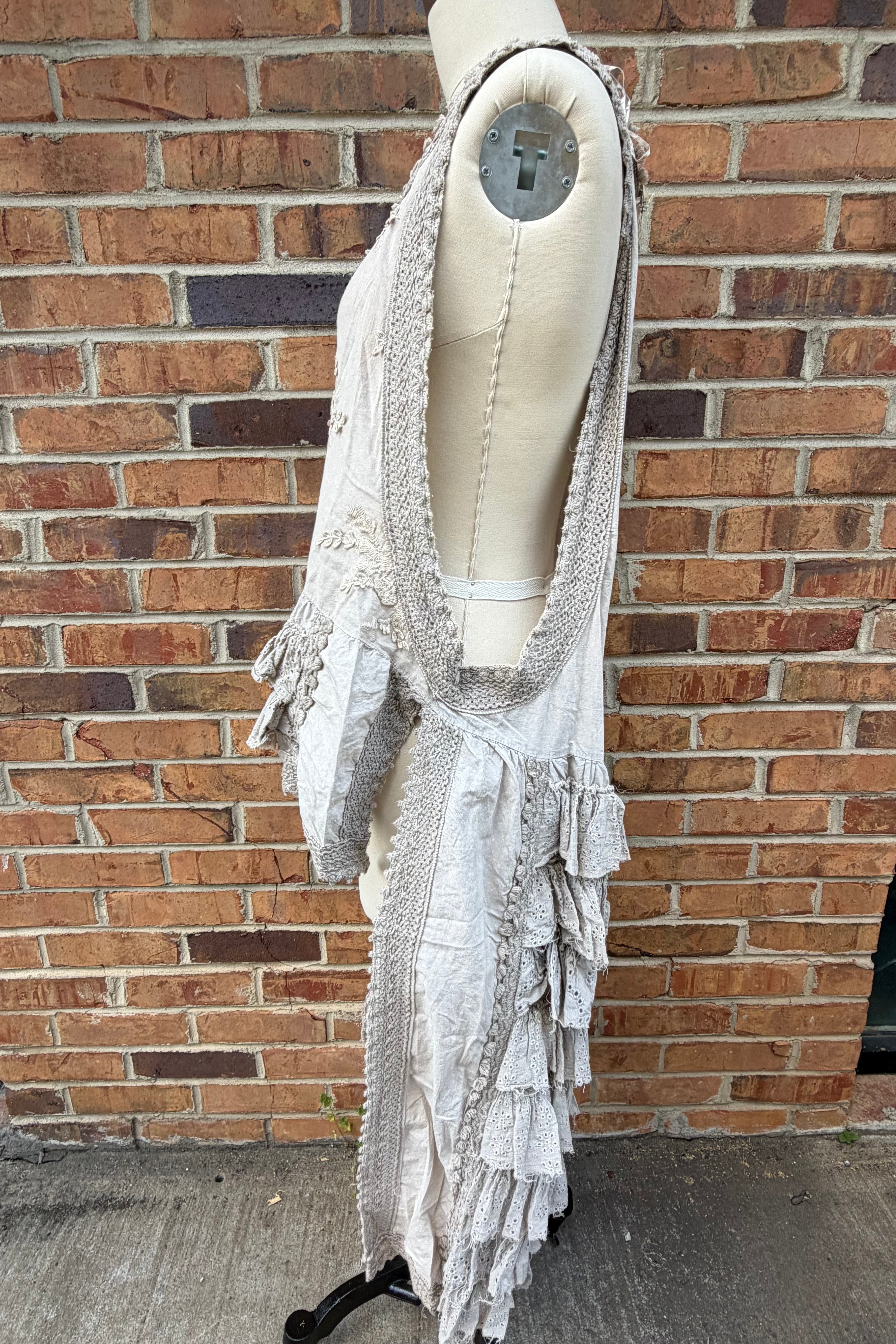 Veronica Sleeveless Ruffle Hi Lo Top in Taupe