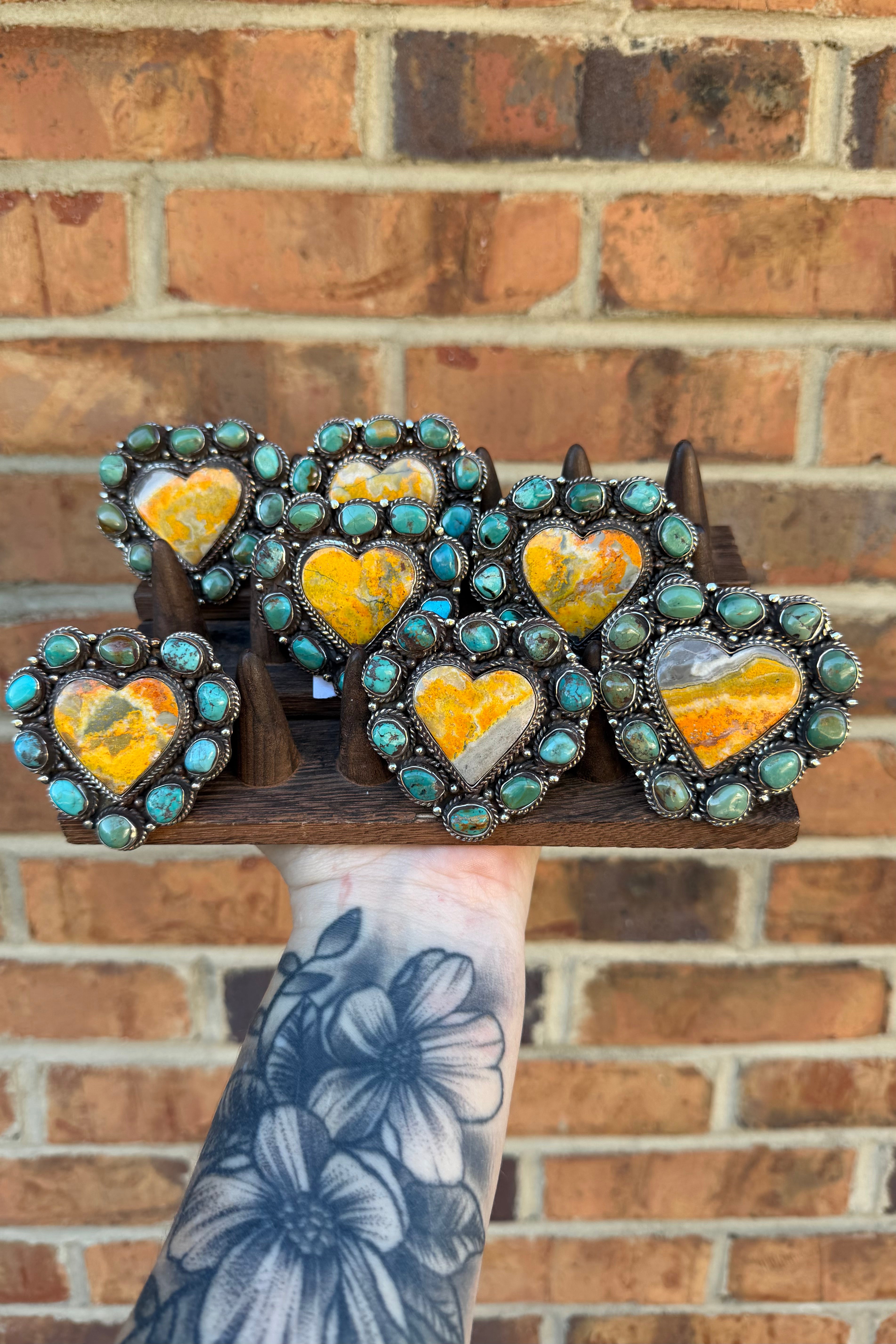 Bumble Bee Jasper Heart in Greens