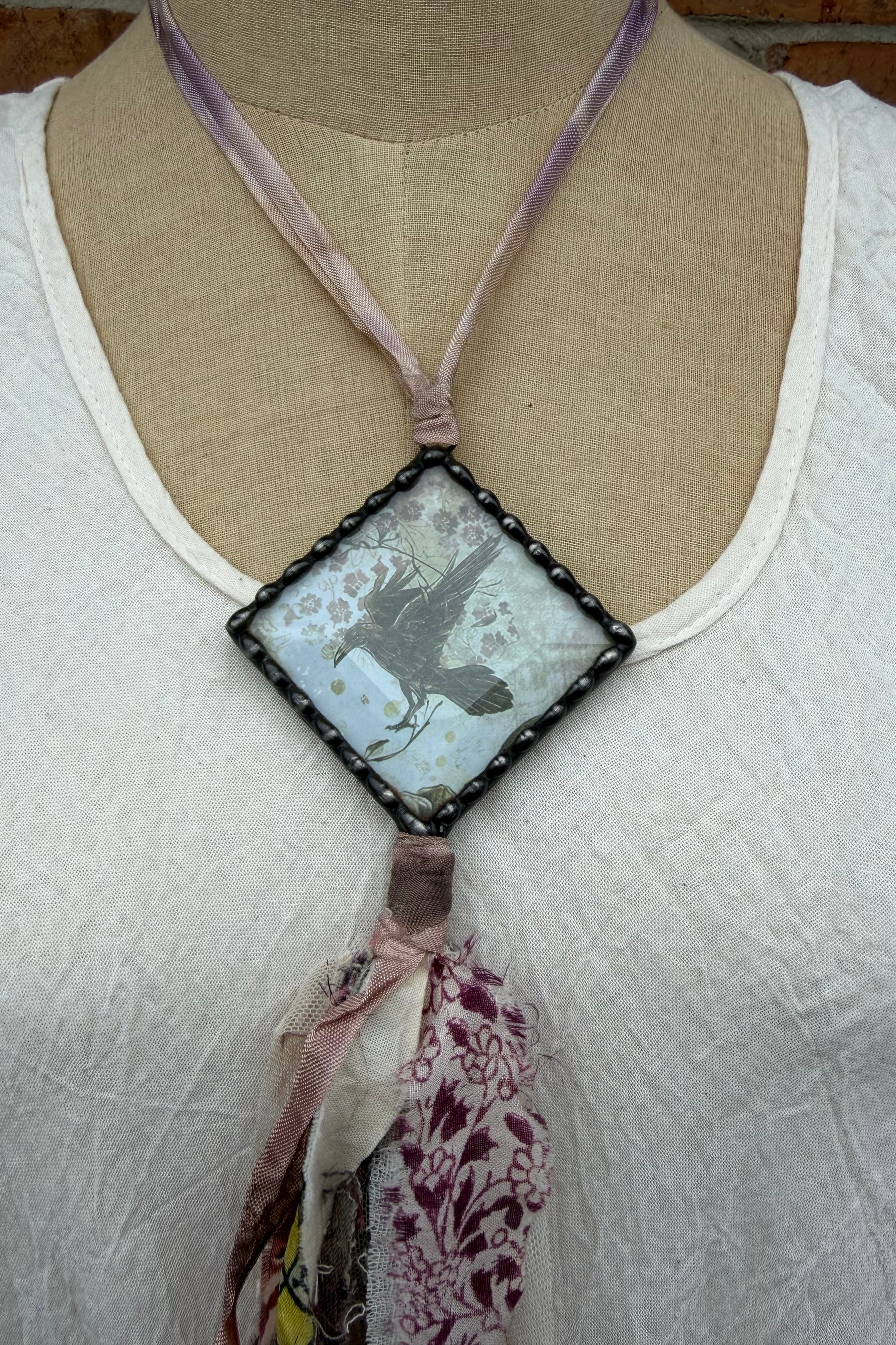 Crow Mixed Fabric Necklace