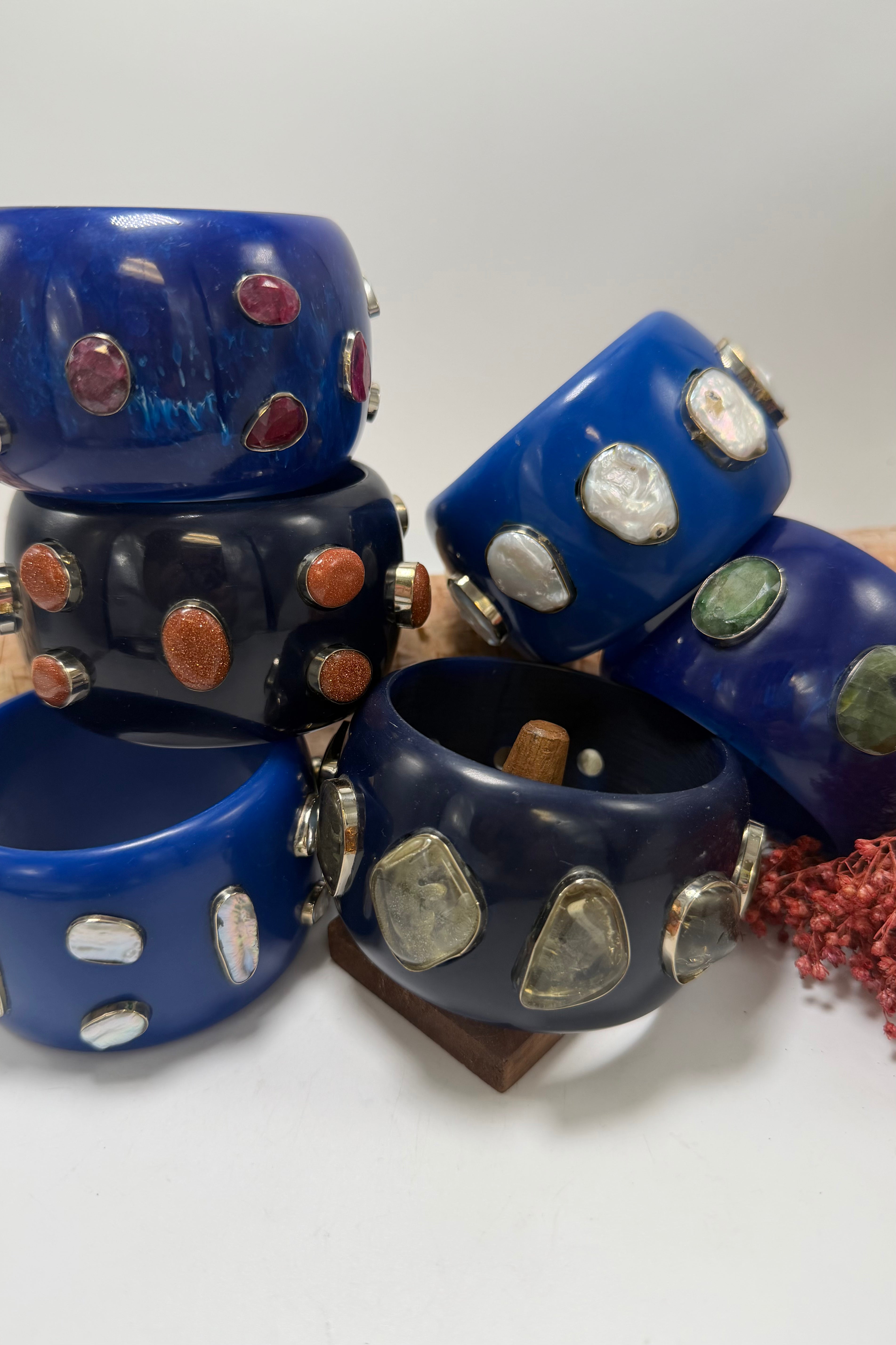 Shades Of Blues Bangle w/ Gemstone