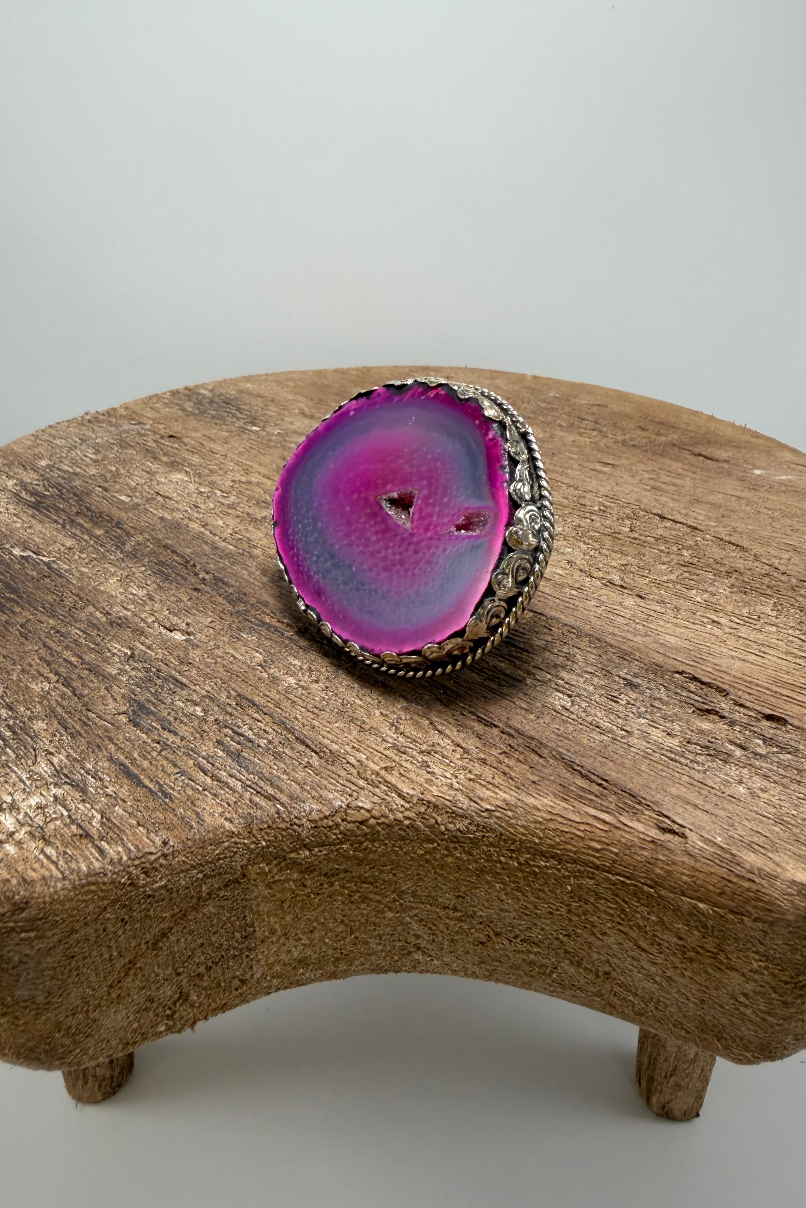Agate Slab Ring in Pinks