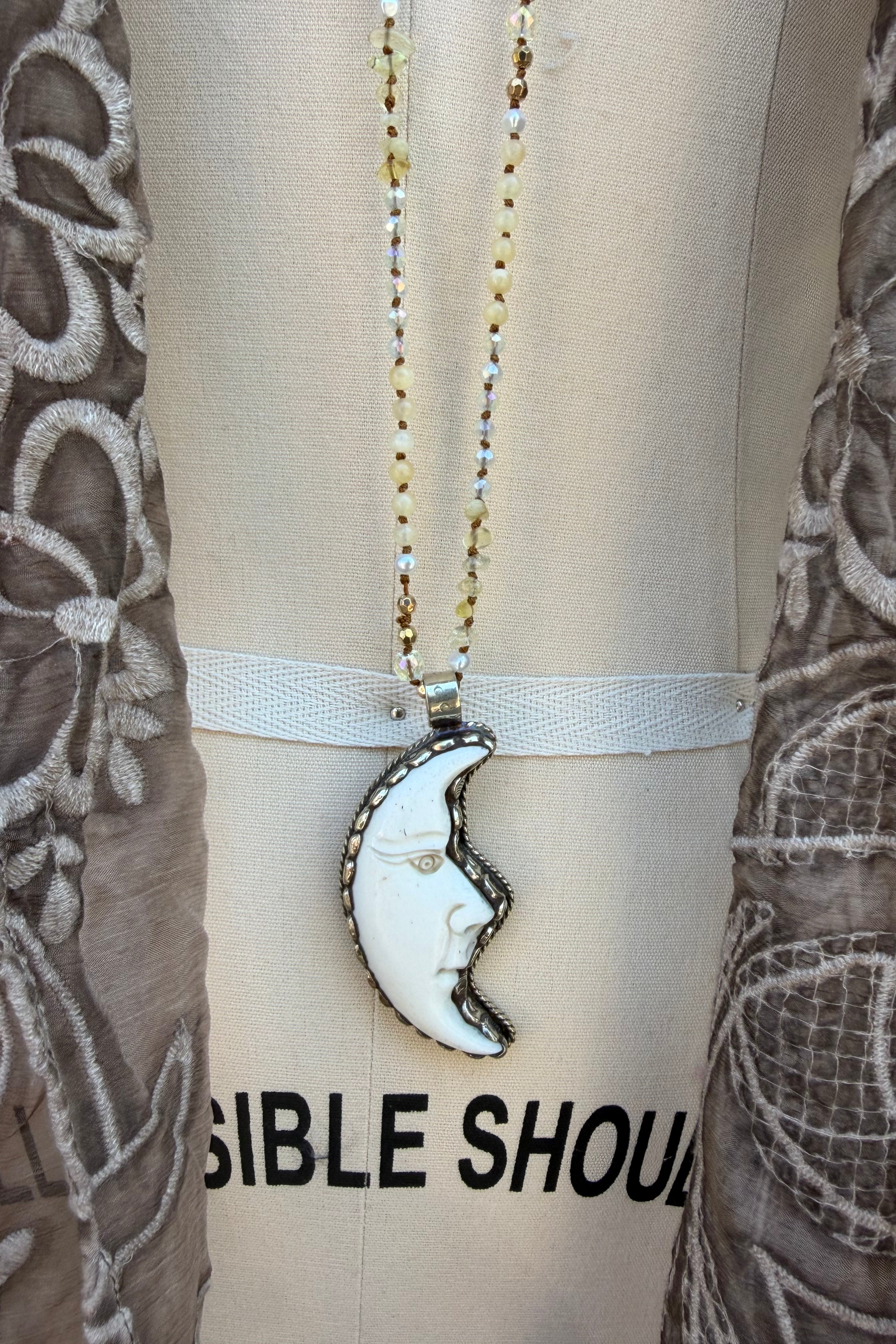 OOAK Long Crescent Moon Necklace