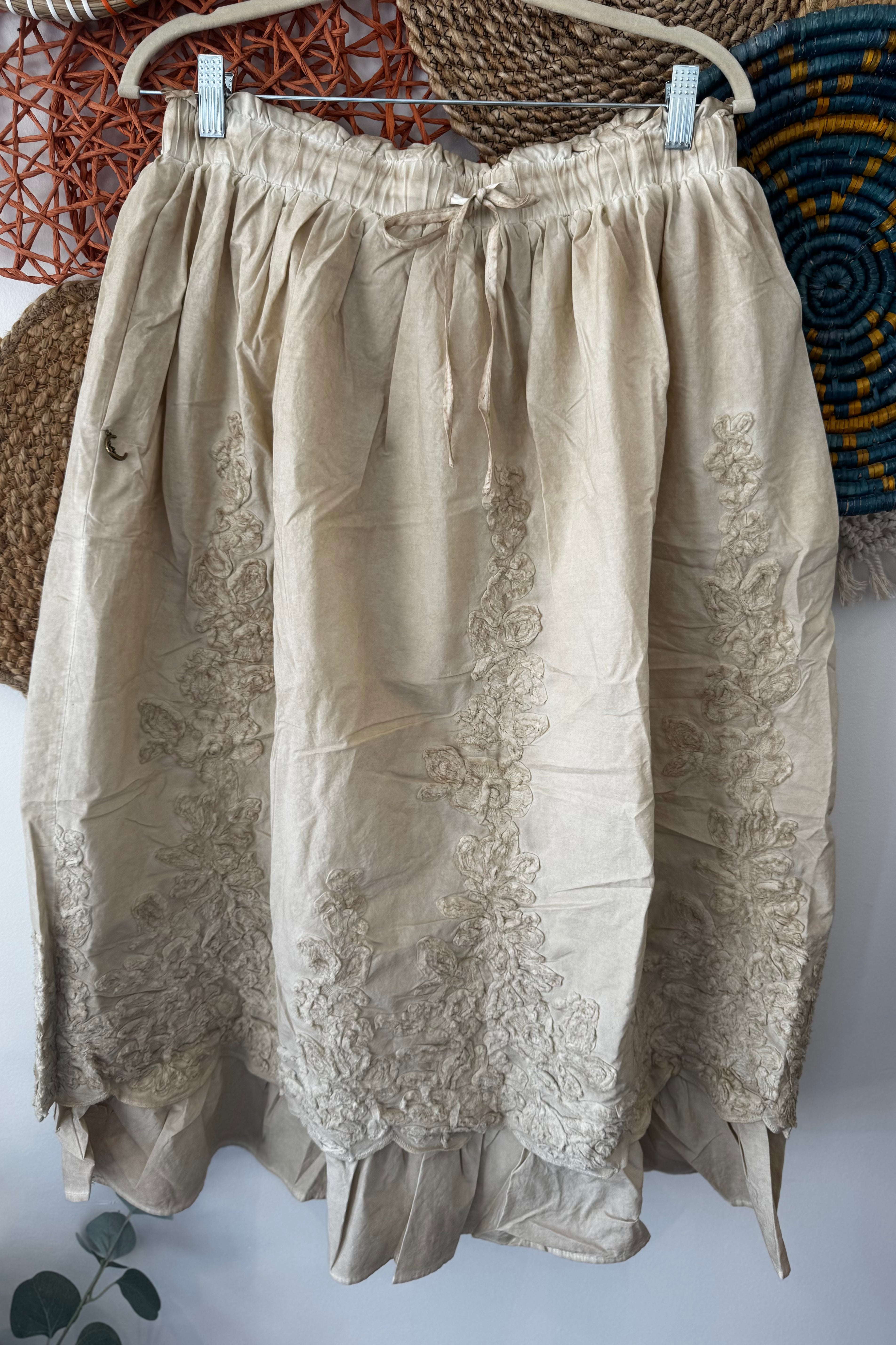 Floral Imprint Skirt Tea Stain