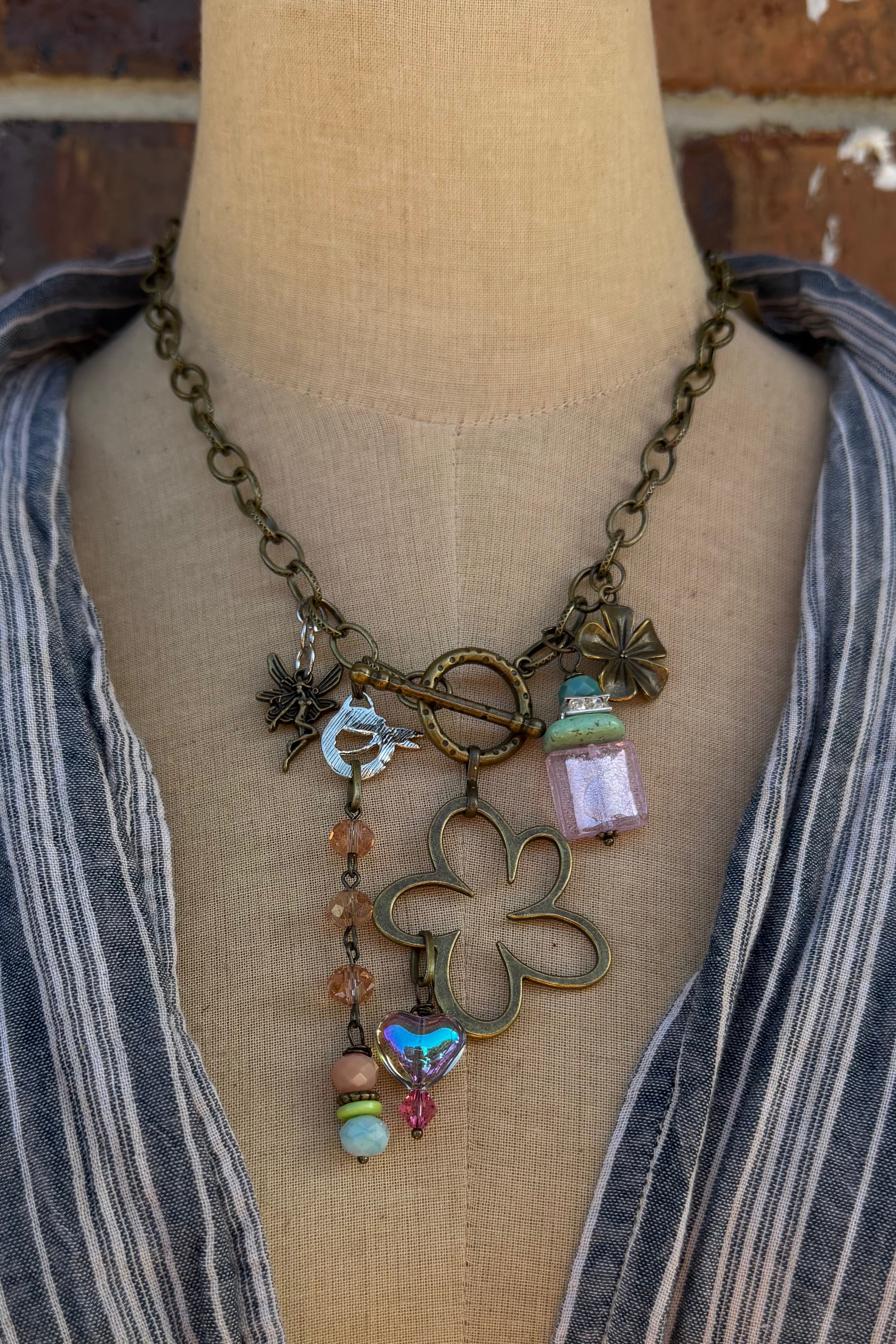 Fairy in Pinks Flower Necklace