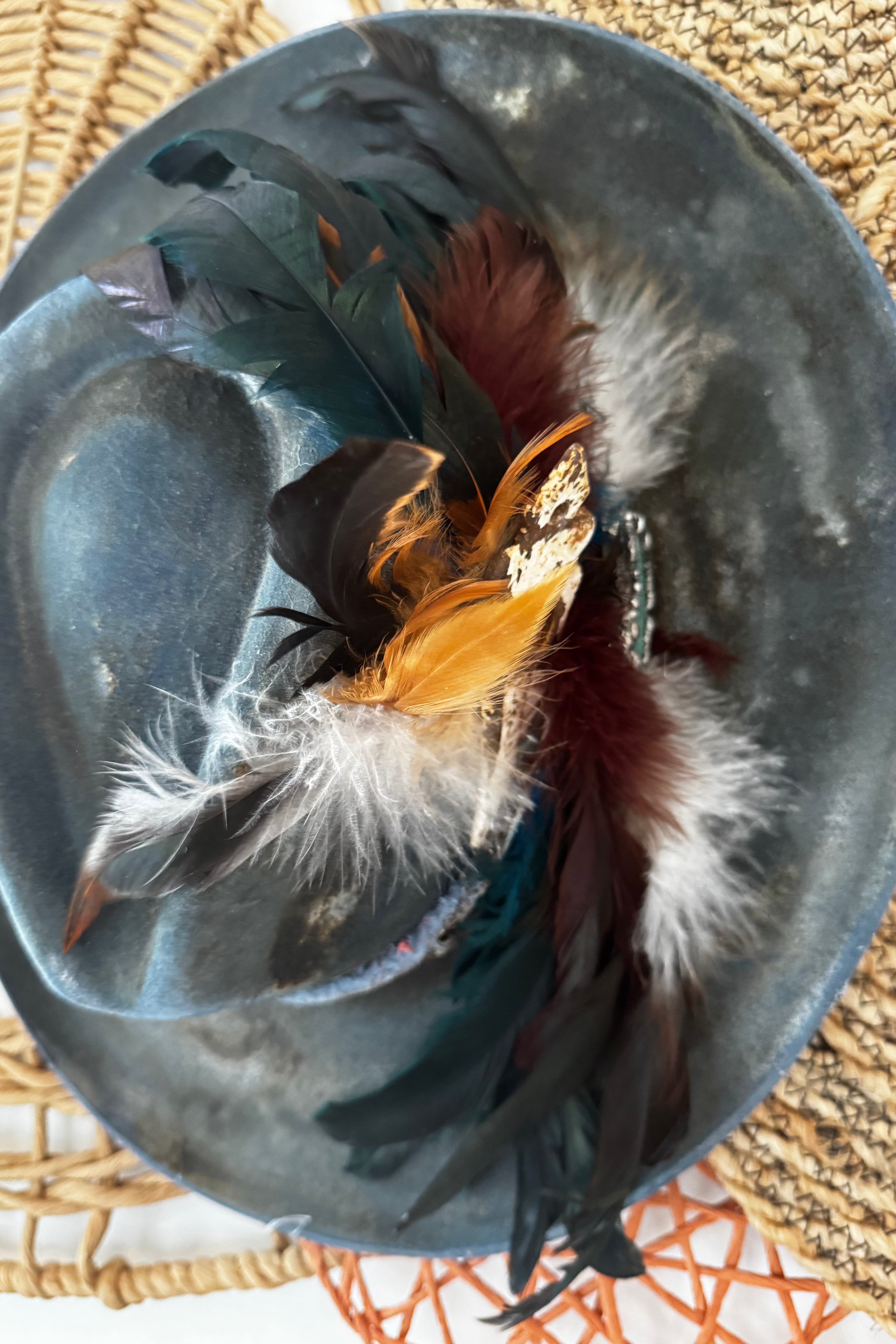 Felicity Distressed Cowgirl Hat w/ Feather Statement