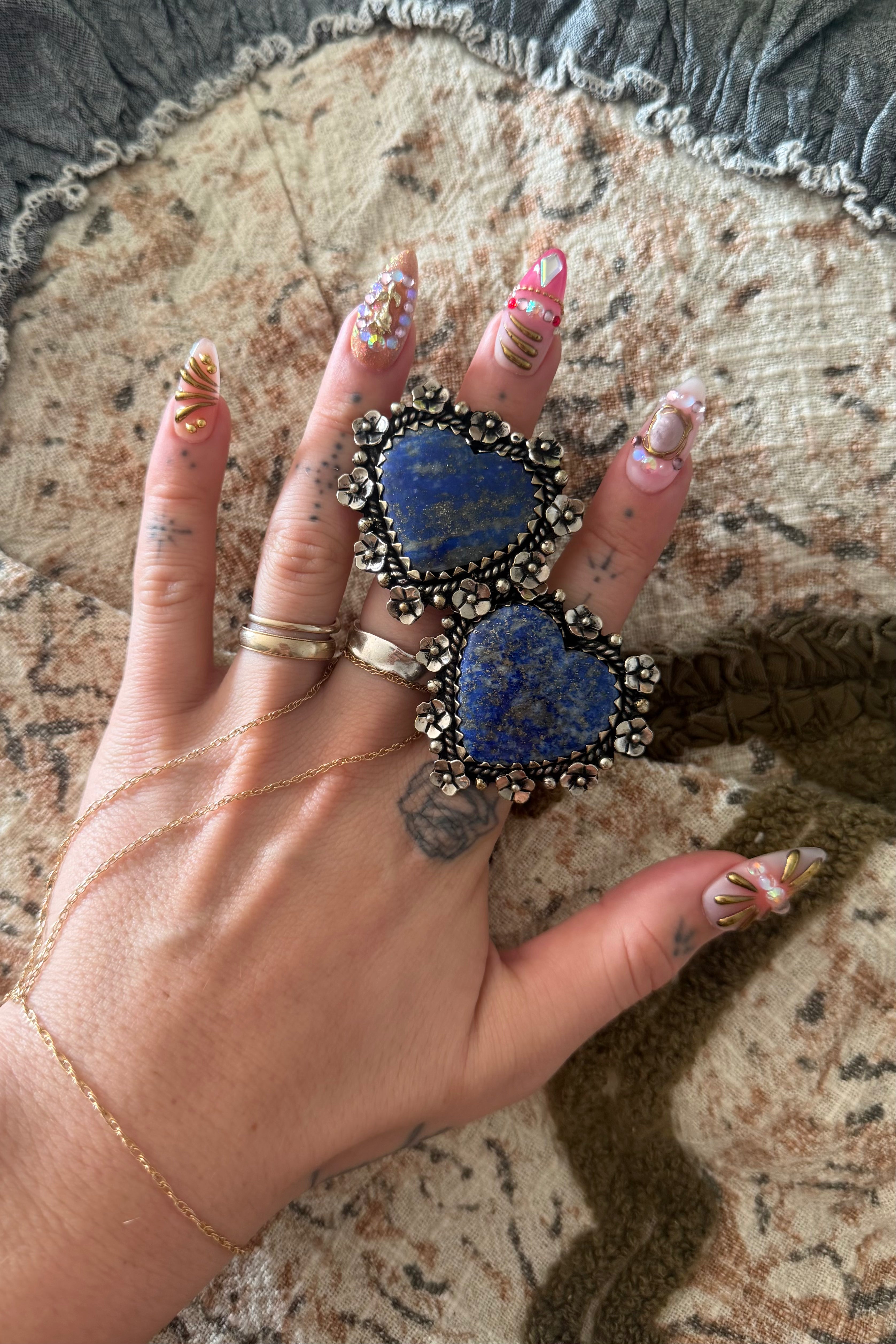 Heart of Lapis w/ Flower Ring