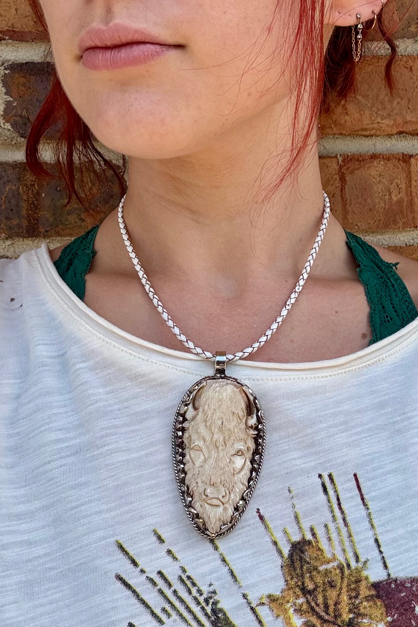 Etched Buffalo Head Necklace