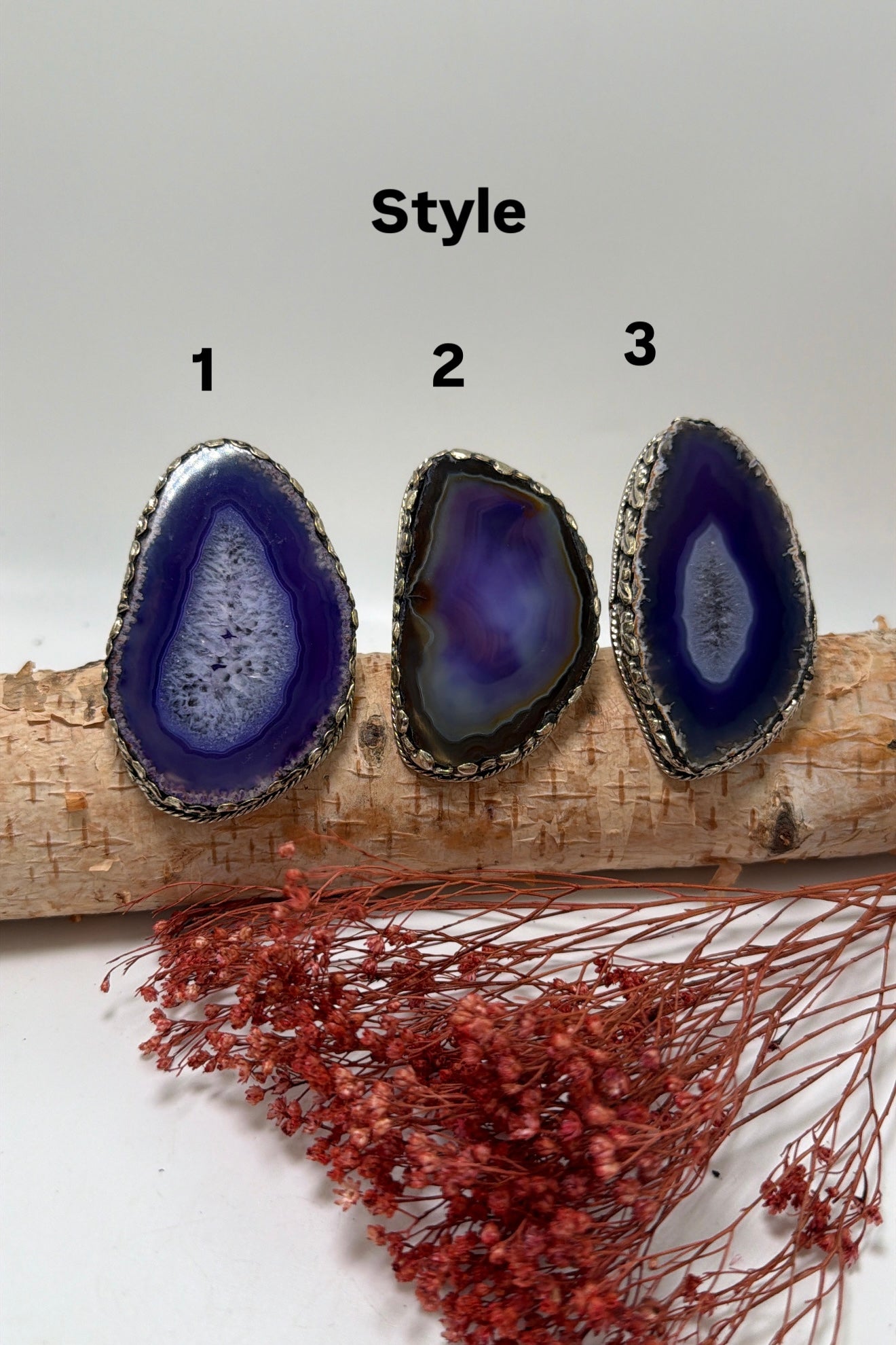 Blue Geode Slab Rings