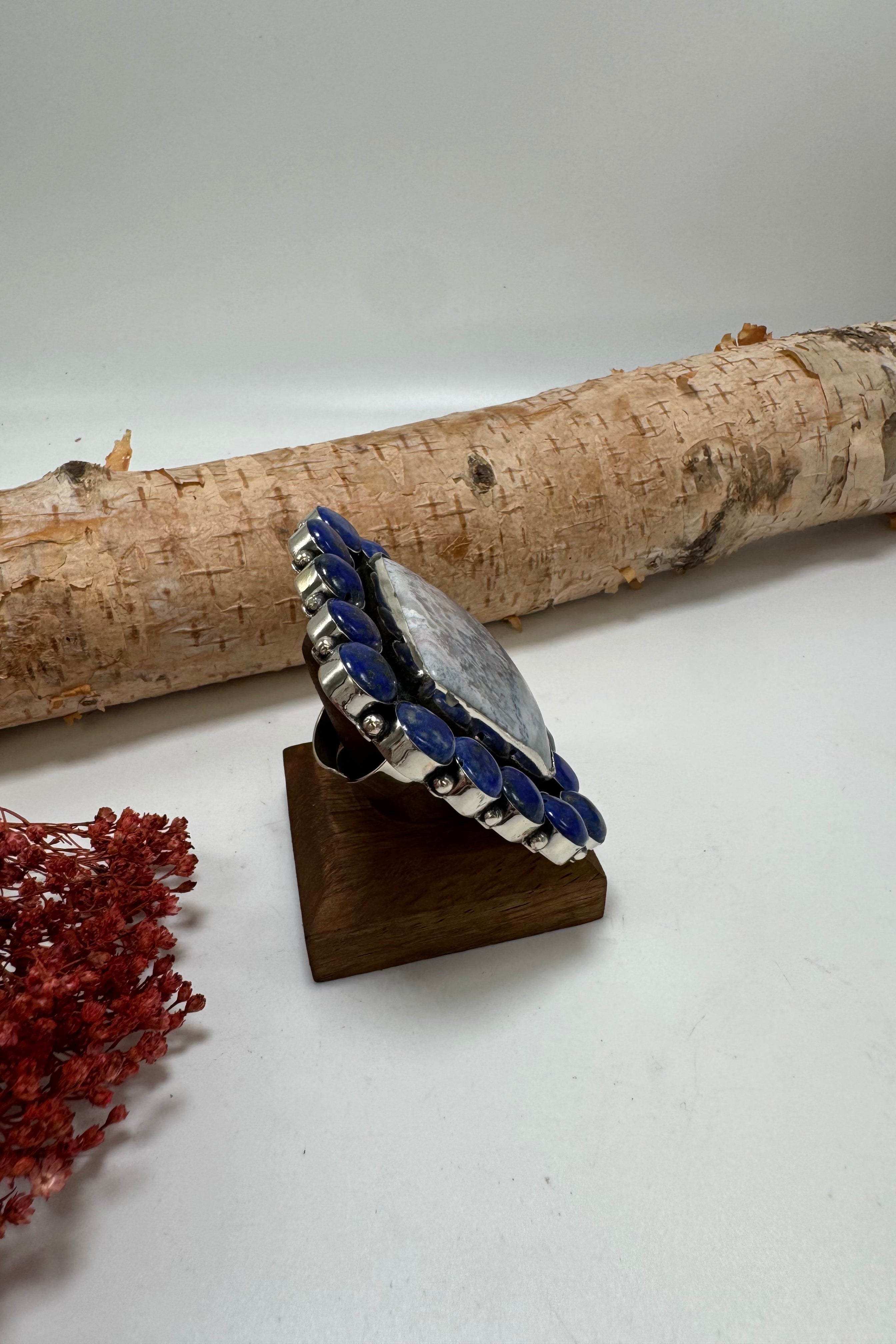Blue Squared Stone Ring