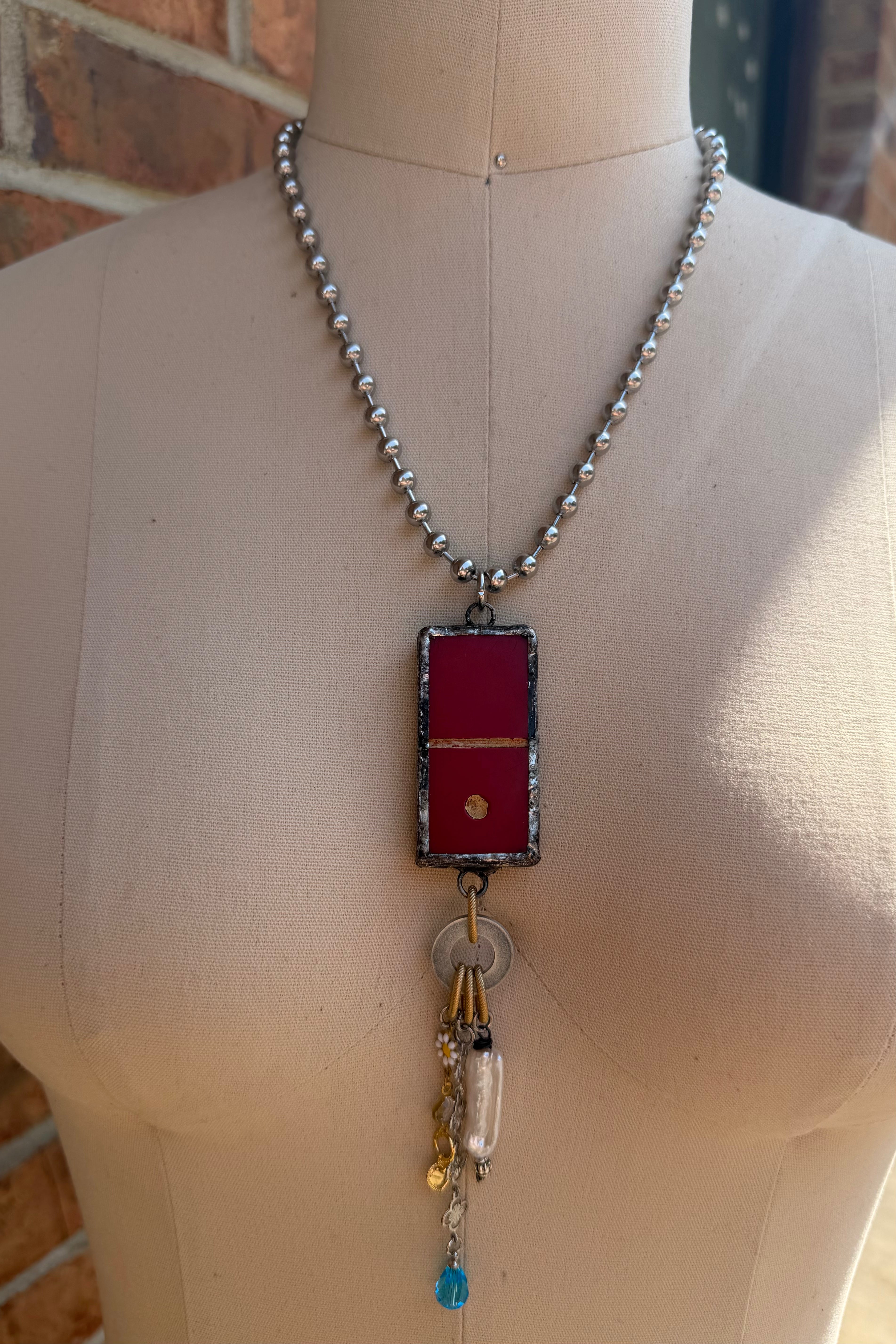 Floral Beautiful Domino Necklace