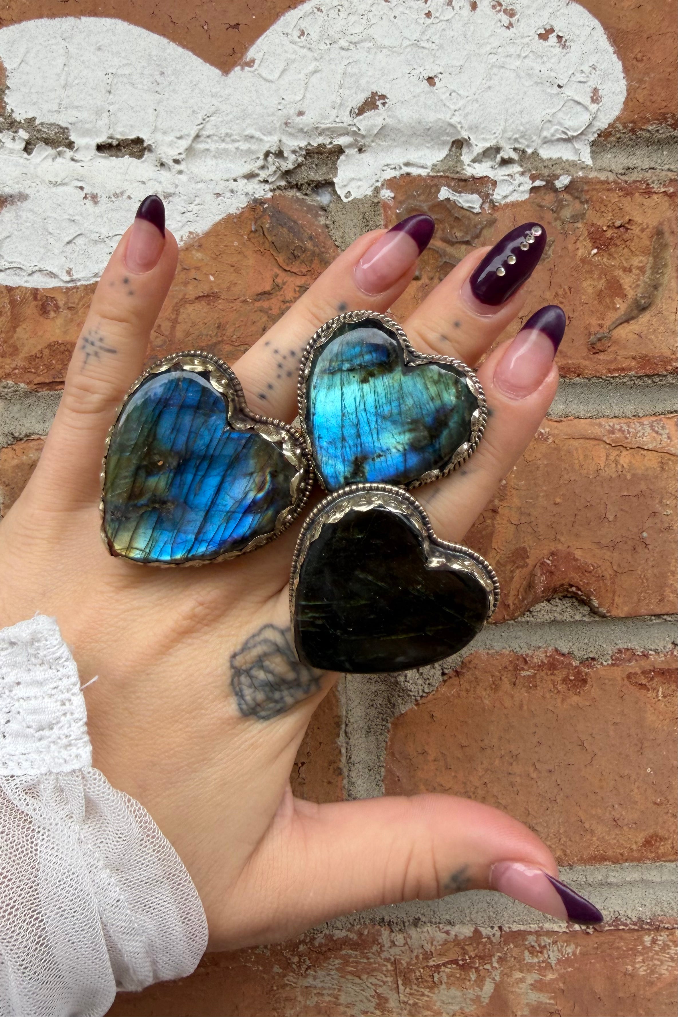 Labradorite Heart Ring