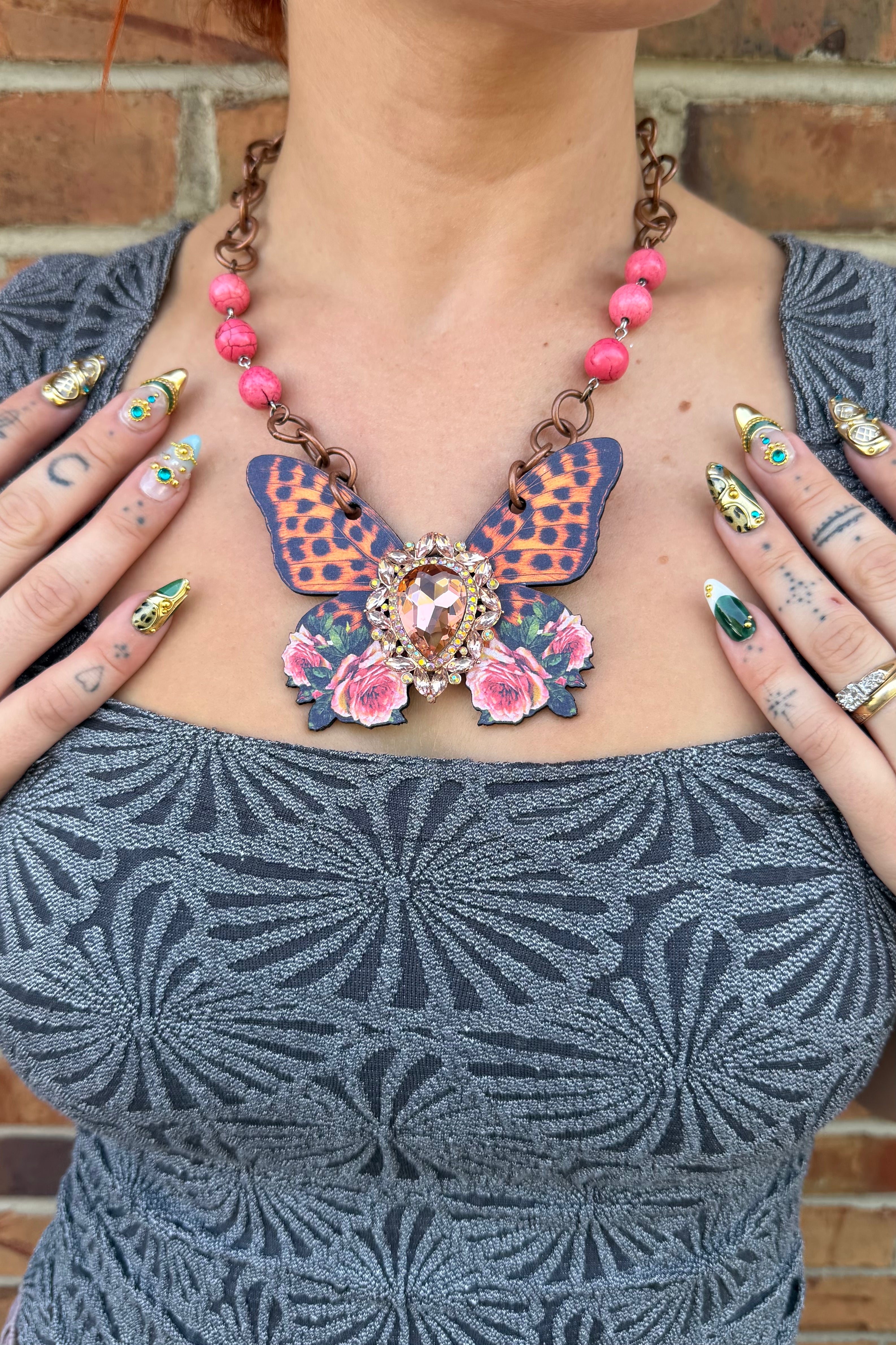 Leopard Butterfly Necklace