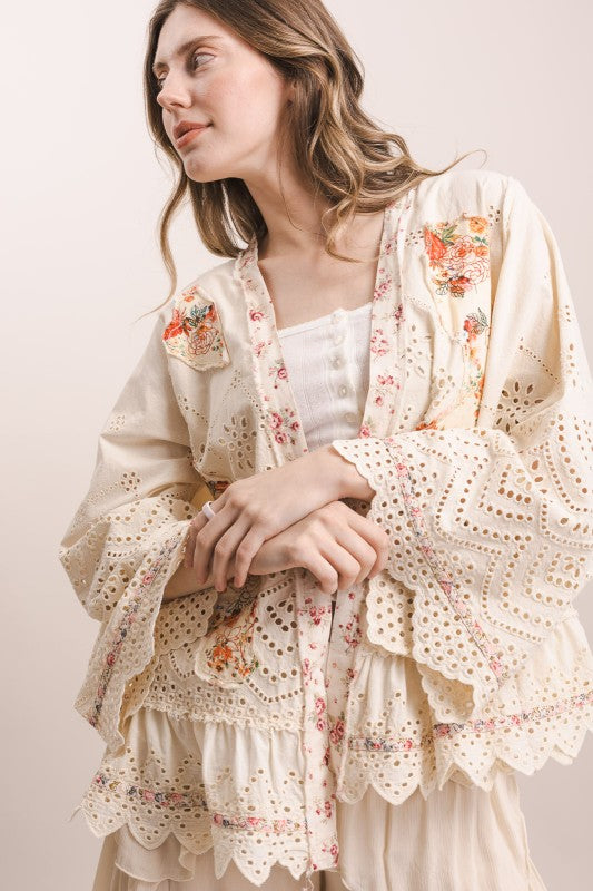 FLOWER PATCH & EMBROIDERED RUFFLE Duster
