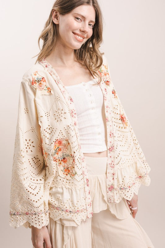 FLOWER PATCH & EMBROIDERED RUFFLE Duster