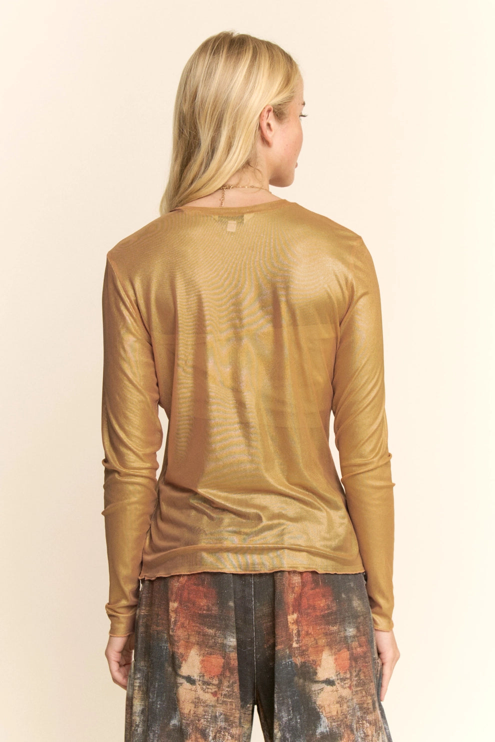 Metallic Shimmer Long Sleeve Top