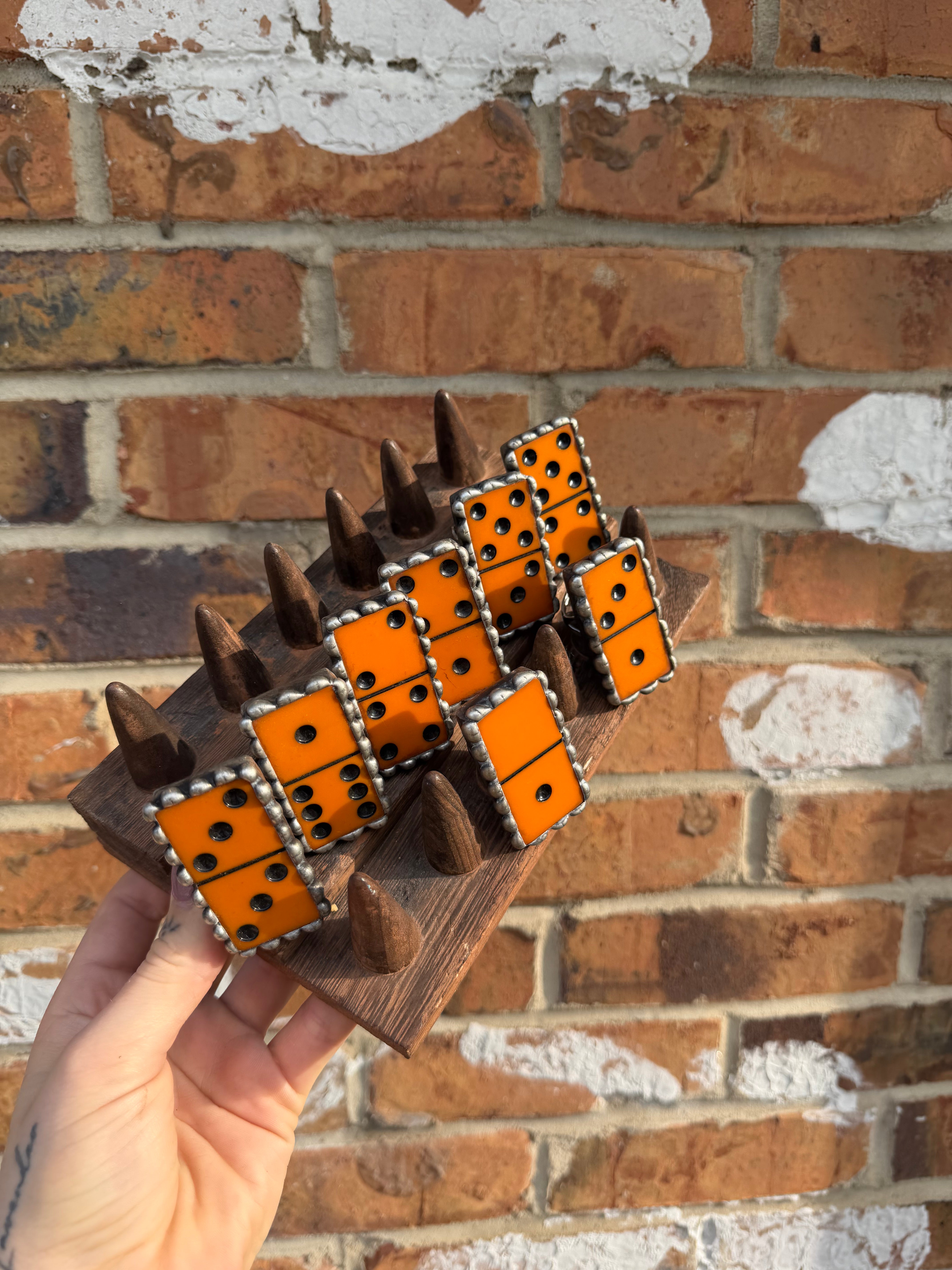 Vintage Orange Tint Domino Metal Rings