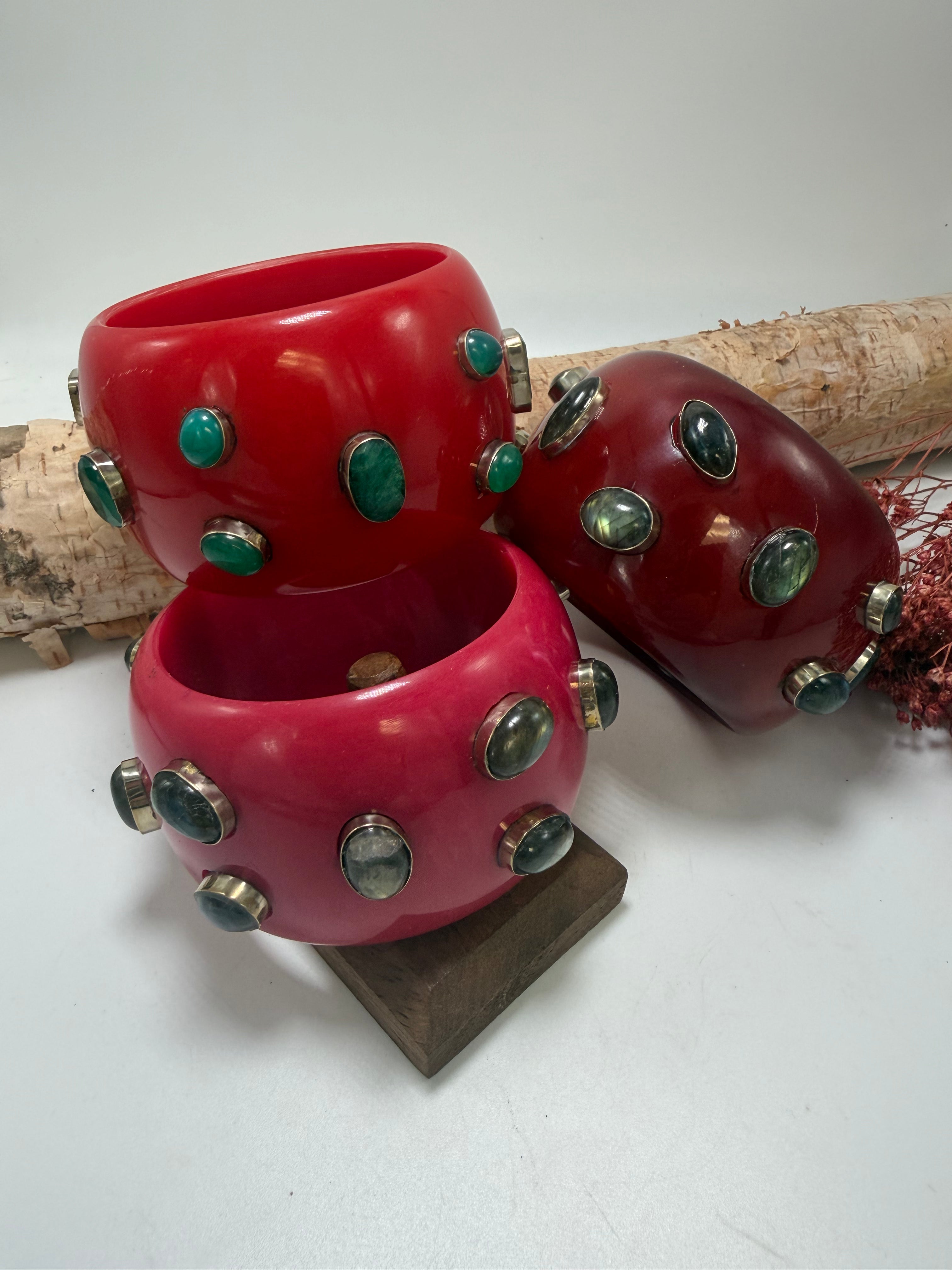 Shades Of Red Bangles w/ Gemstones
