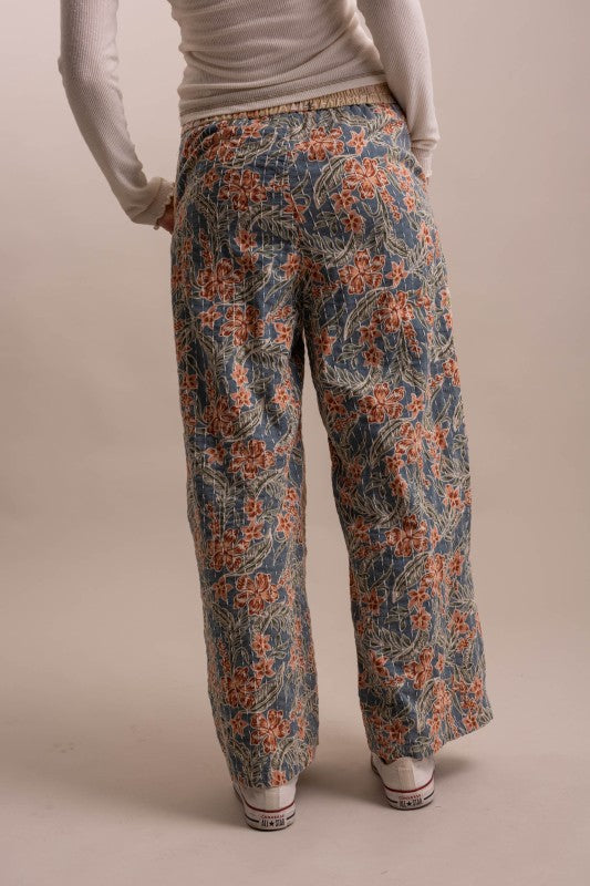 Wide Leg Patchwork Floral Pants