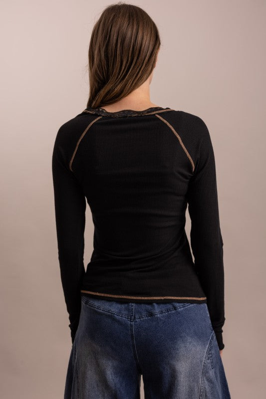 Solid Fitted Long Sleeve Top